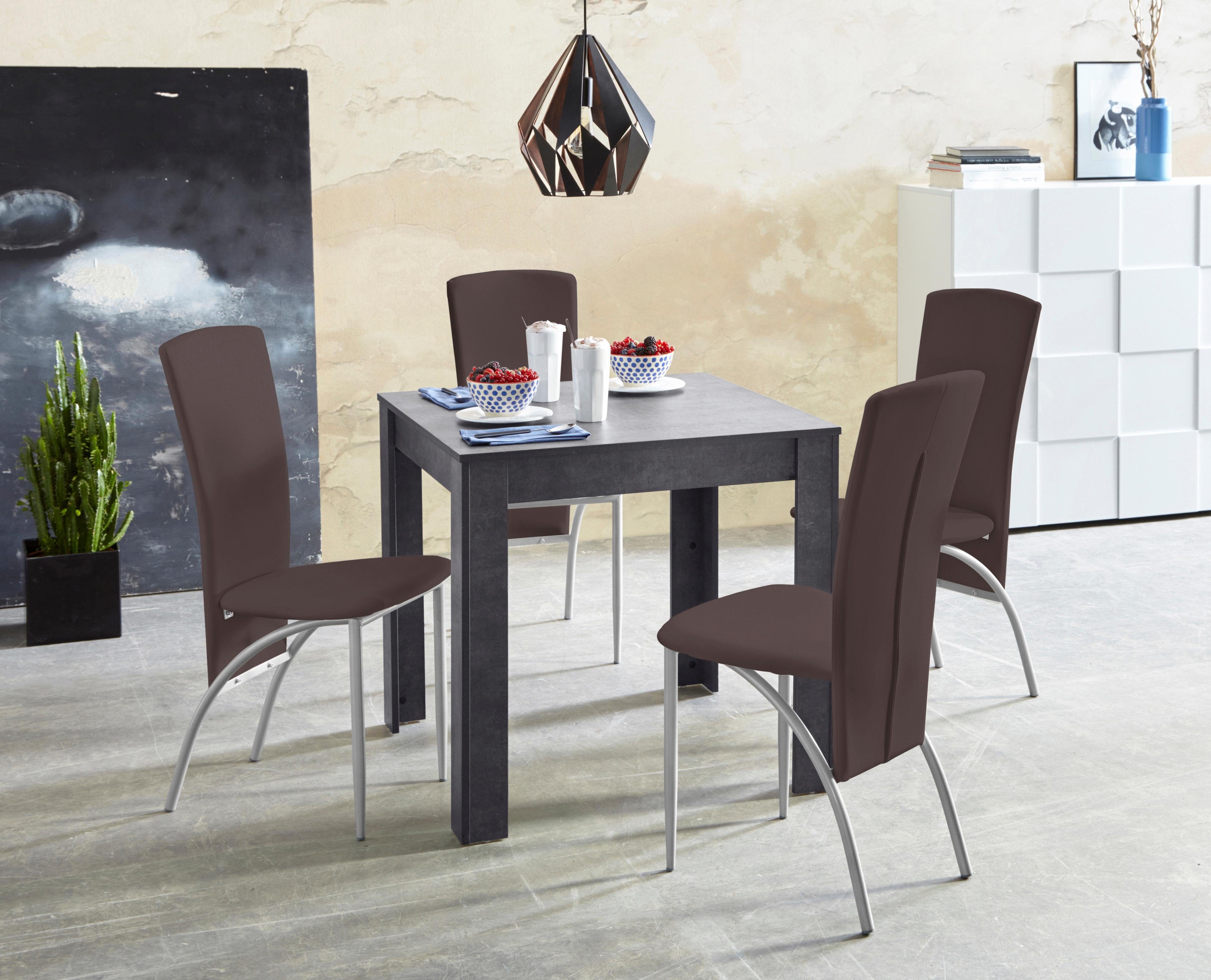 INOSIGN Eethoek Tafelbreedte 80 cm in leisteen kleur (set, 5-delig) eethoeken bruin