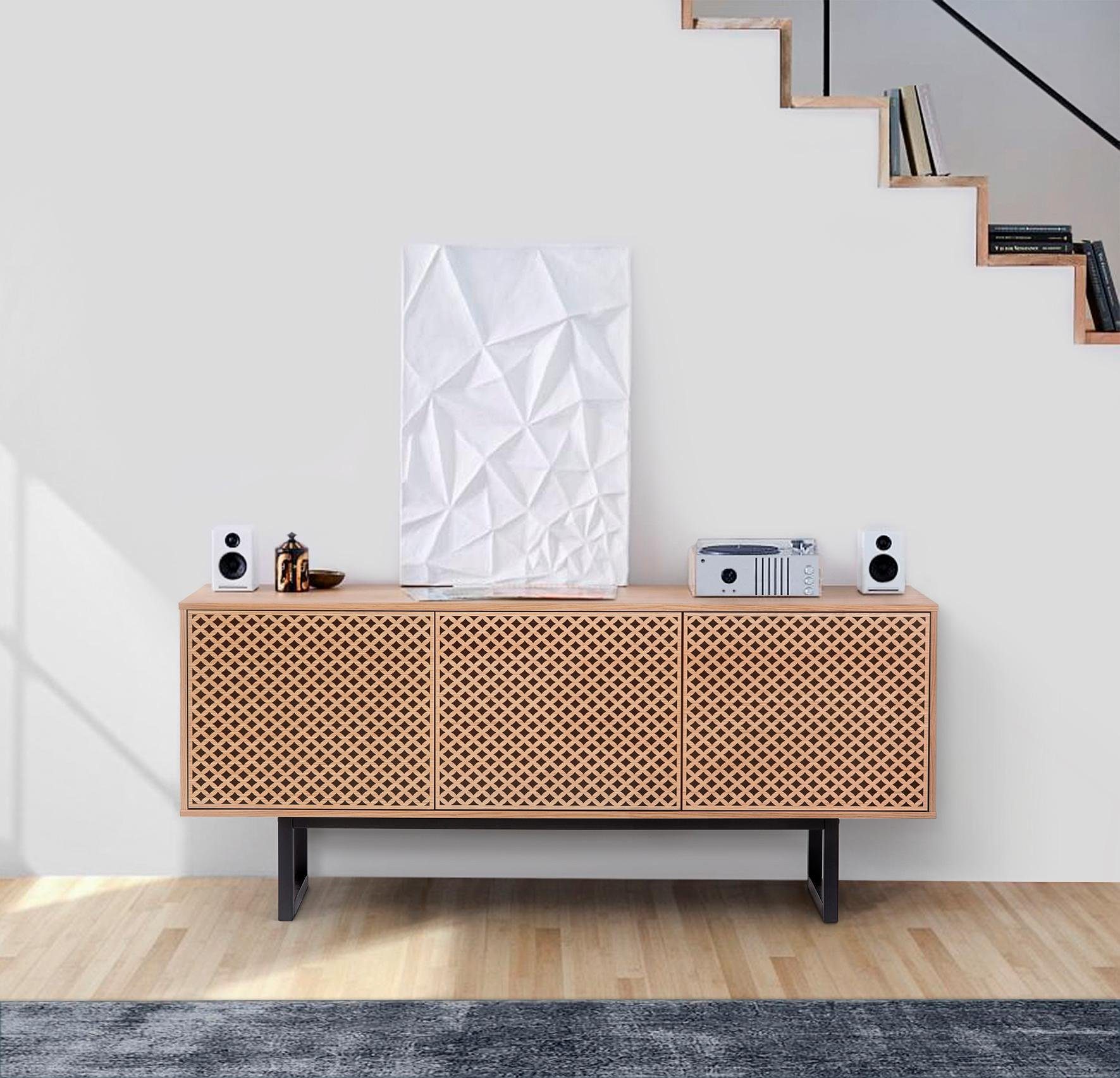 Woodman Dressoir Malena Commode met push-to-open functie, breedte 175 cm dressoirs maat 175x45x75 cm bruin