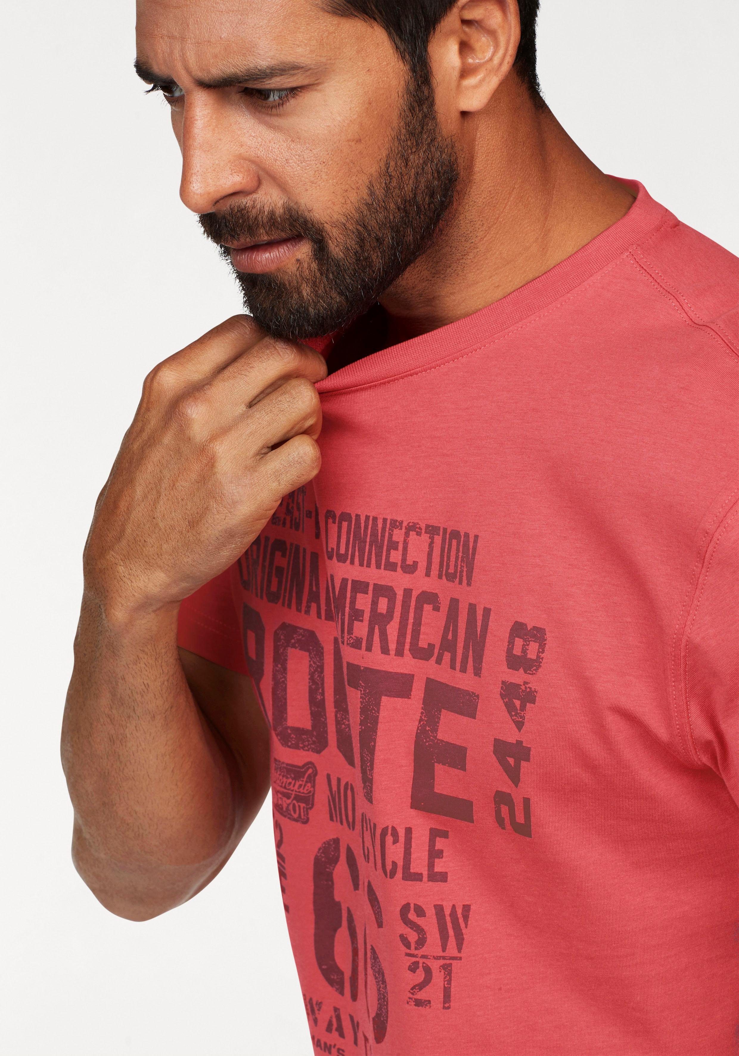 Man's World Shirt met ronde hals korte mouwen, casual pasvorm, bedrukt, ronde hals
