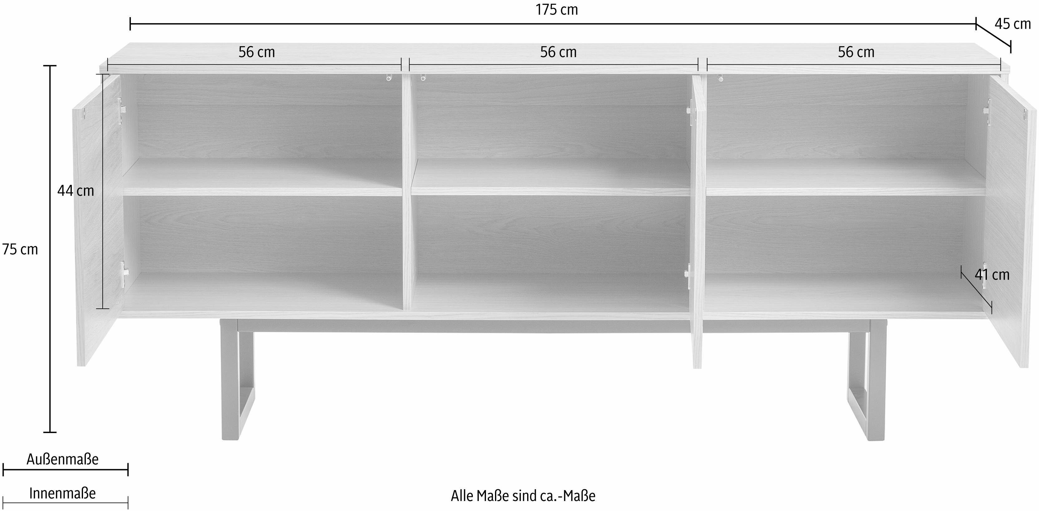 Woodman Dressoir Noella Kast in eenvoudig Scandinavisch ontwerp, breedte 175 cm, FSC®