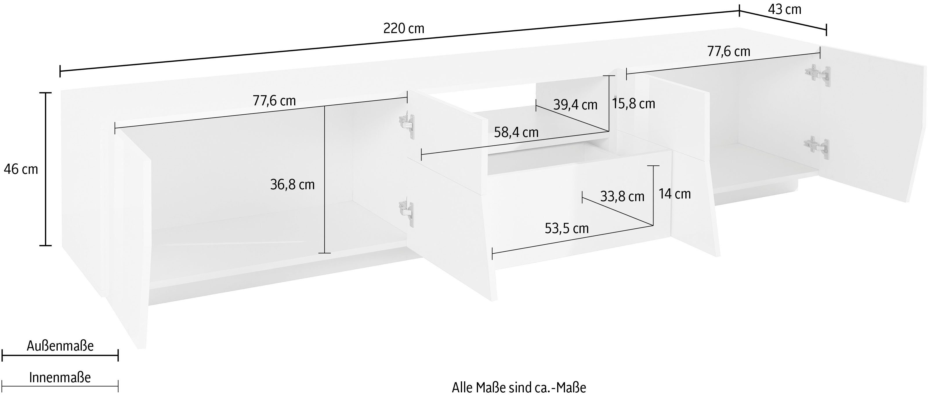 INOSIGN Tv-meubel ALIEN TV-meubel, met 4 deuren, 1 lade en 1 open vak