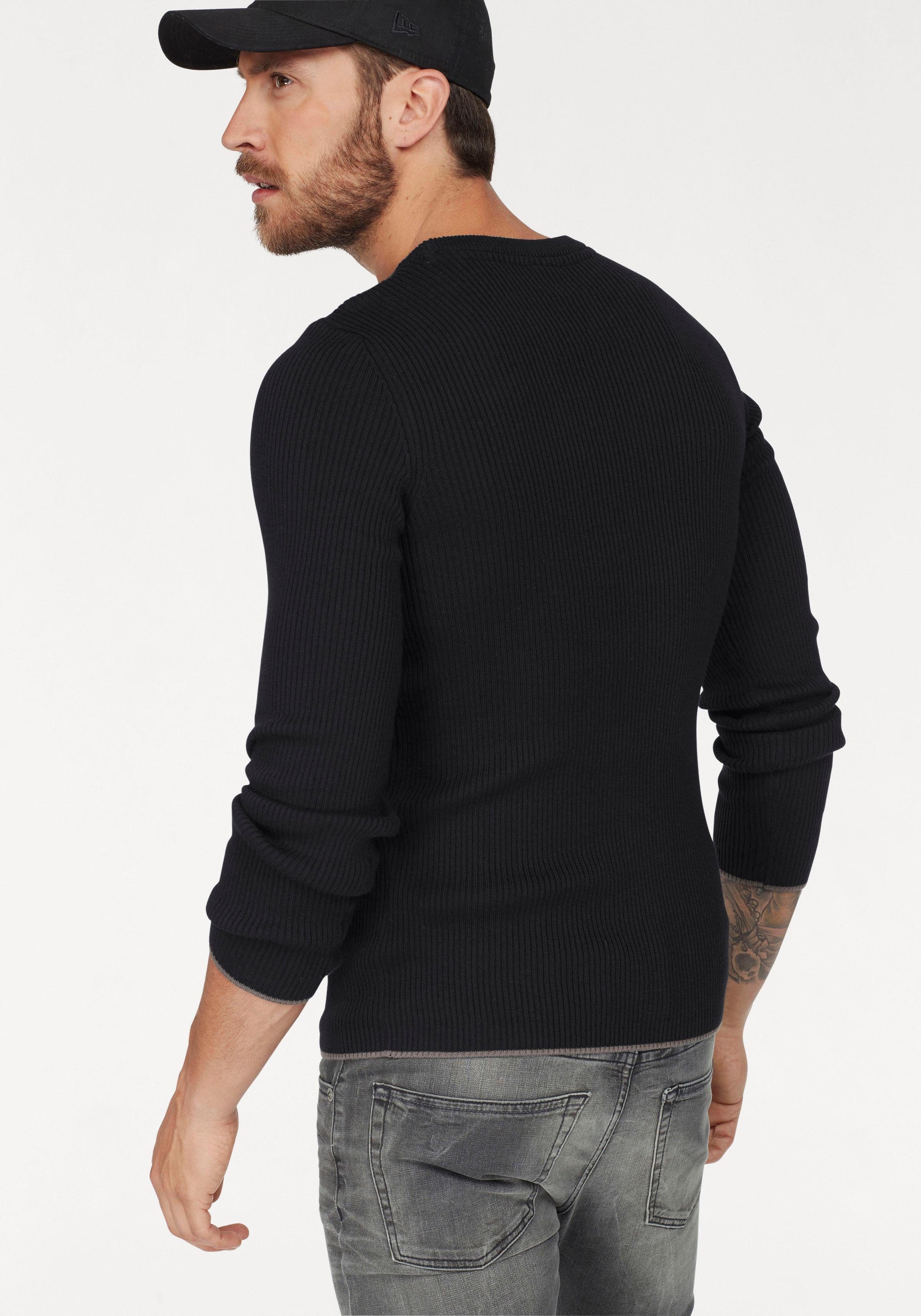 Bruno Banani Trui met ronde hals in rib-look