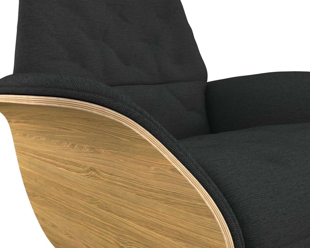 FLEXLUX Relaxfauteuil Volden praktische elektrische fauteuil Maat M, elektrische rug- en voetensteun, accu, armleuning Eiken, aluminium voet