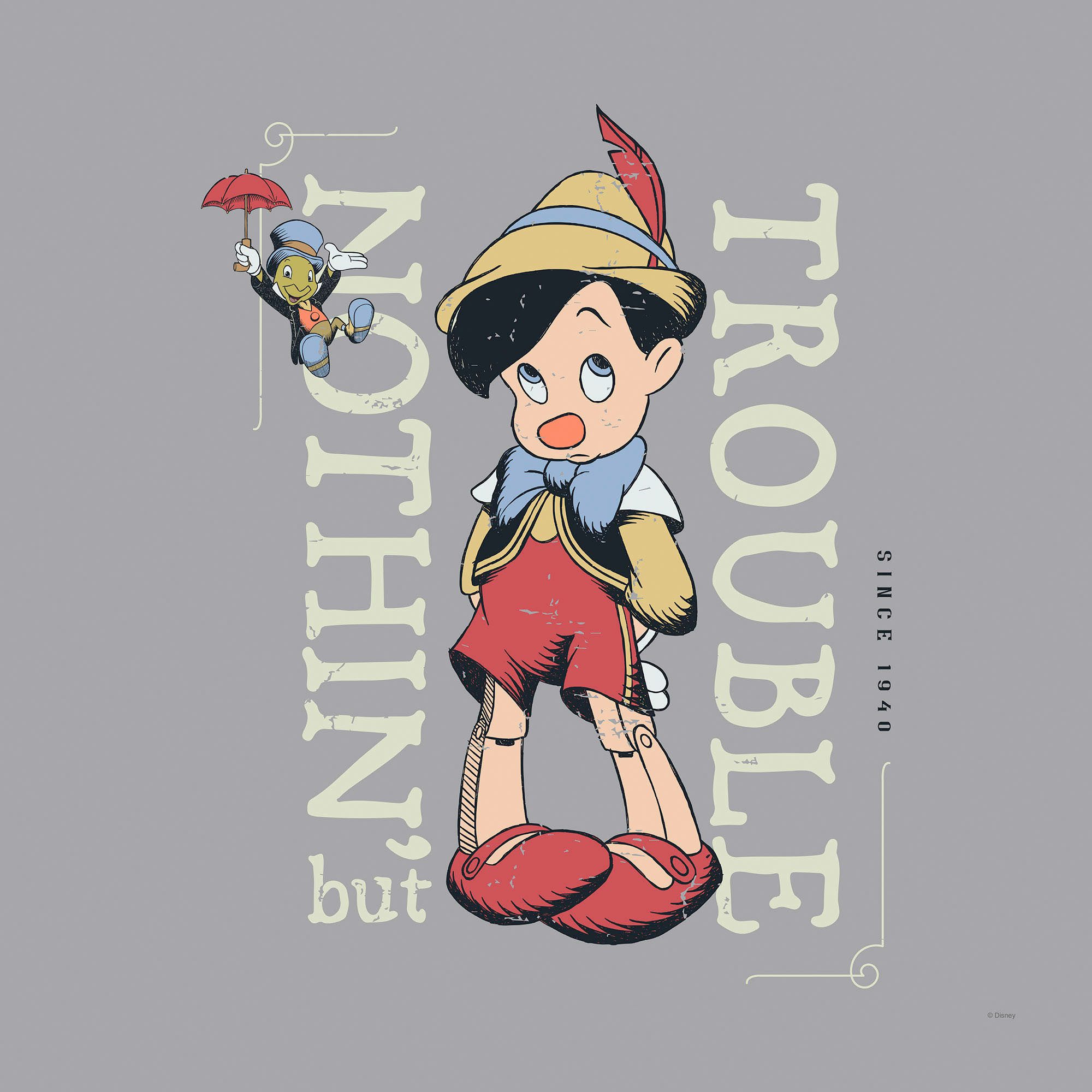 Komar Artprint op linnen Hey Pinocchio - Afmeting 40 x 40 cm Canvasdoek met echt houten frame, kinderkamer (1 stuk)