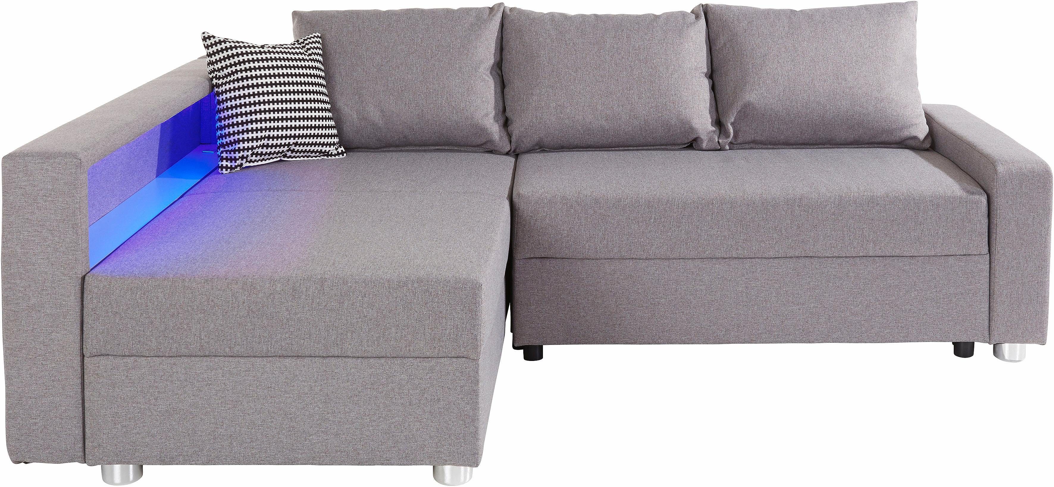 COLLECTION AB Hoekbank Relax L-vorm inclusief slaapfunctie, binnenvering, naar keuze met rgb-ledverlichting