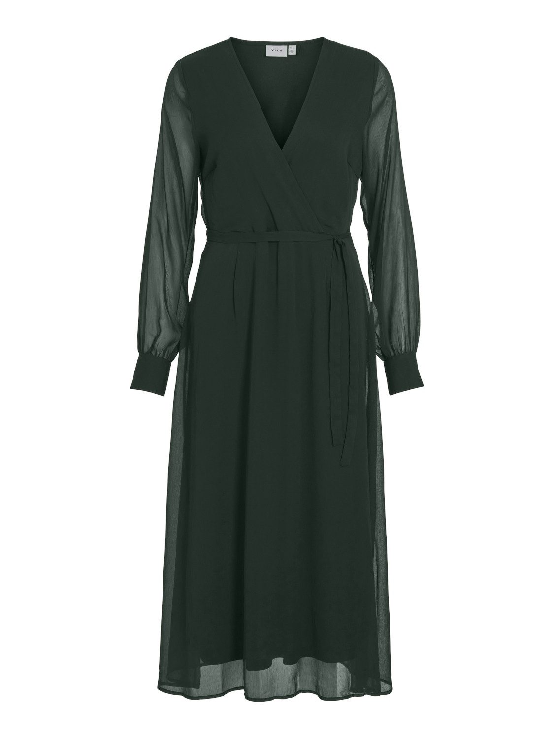 Vila Chiffon jurk VIFALIA V-NECK L S MIDI DRESS NOOS