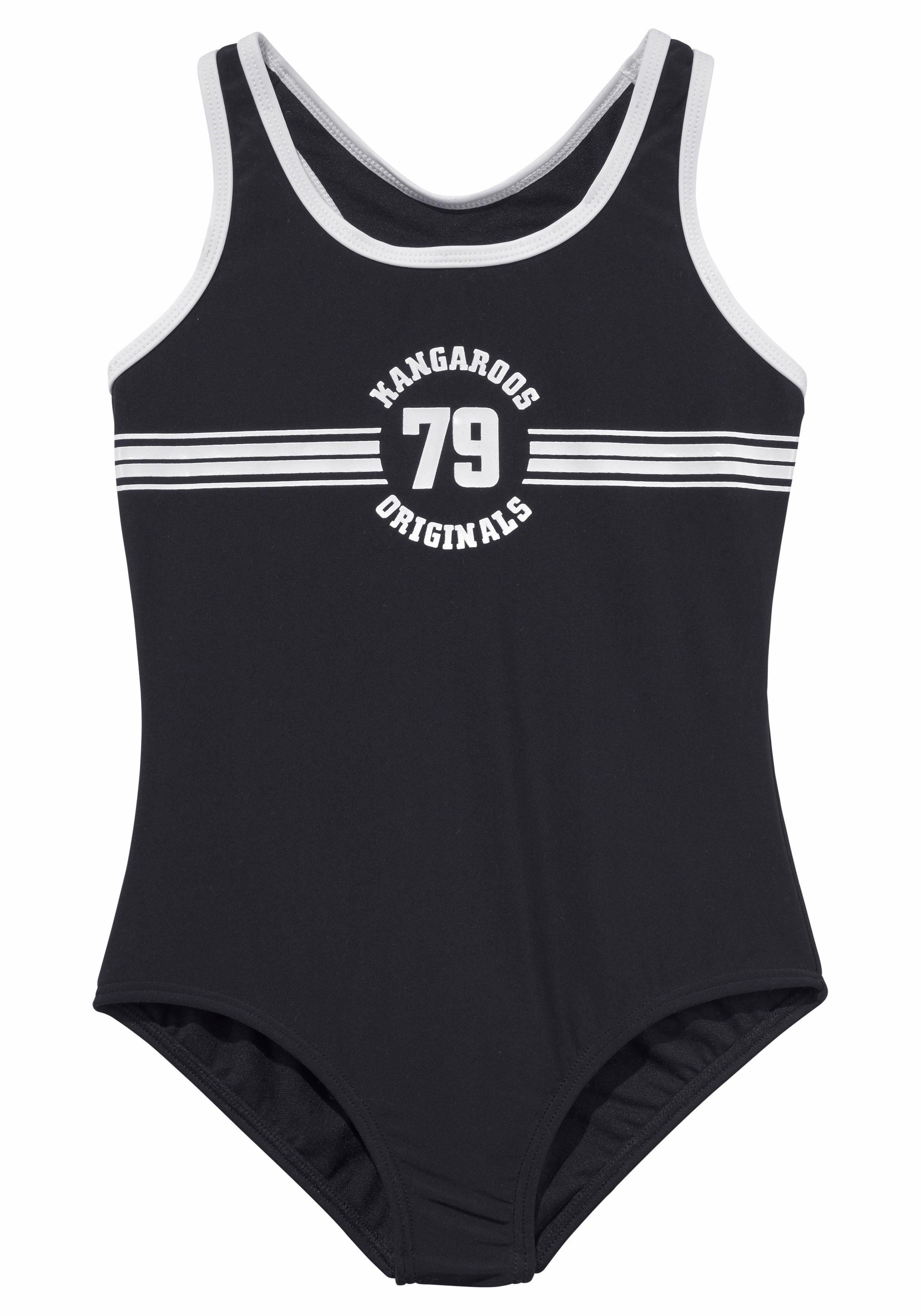 KangaROOS Badpak Sporty met sportieve frontprint meisjes badpakken maat 134/140 zwart