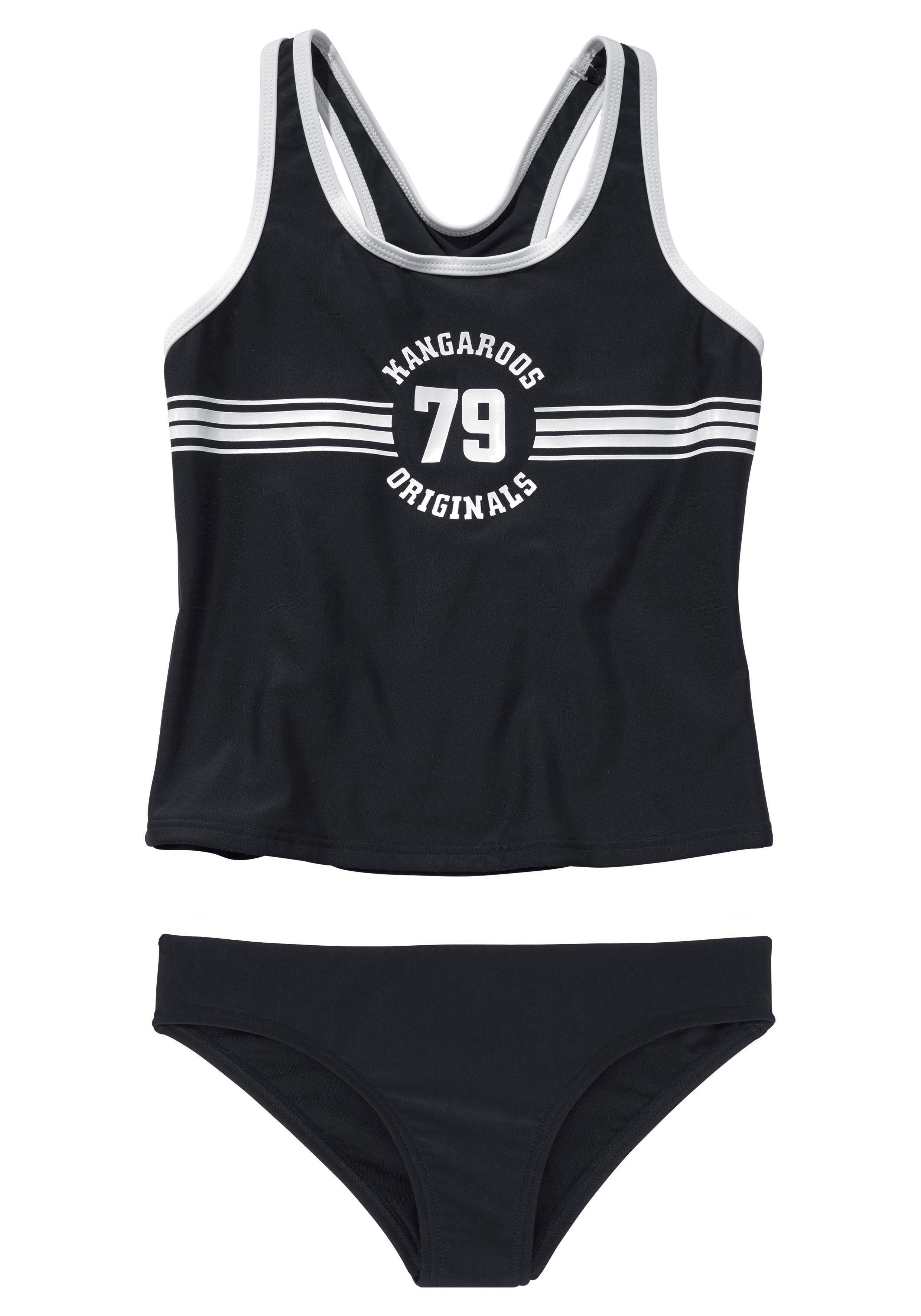 KangaROOS Tankini Sporty met sportieve frontprint meisjes tankini's maat 122/128 zwart