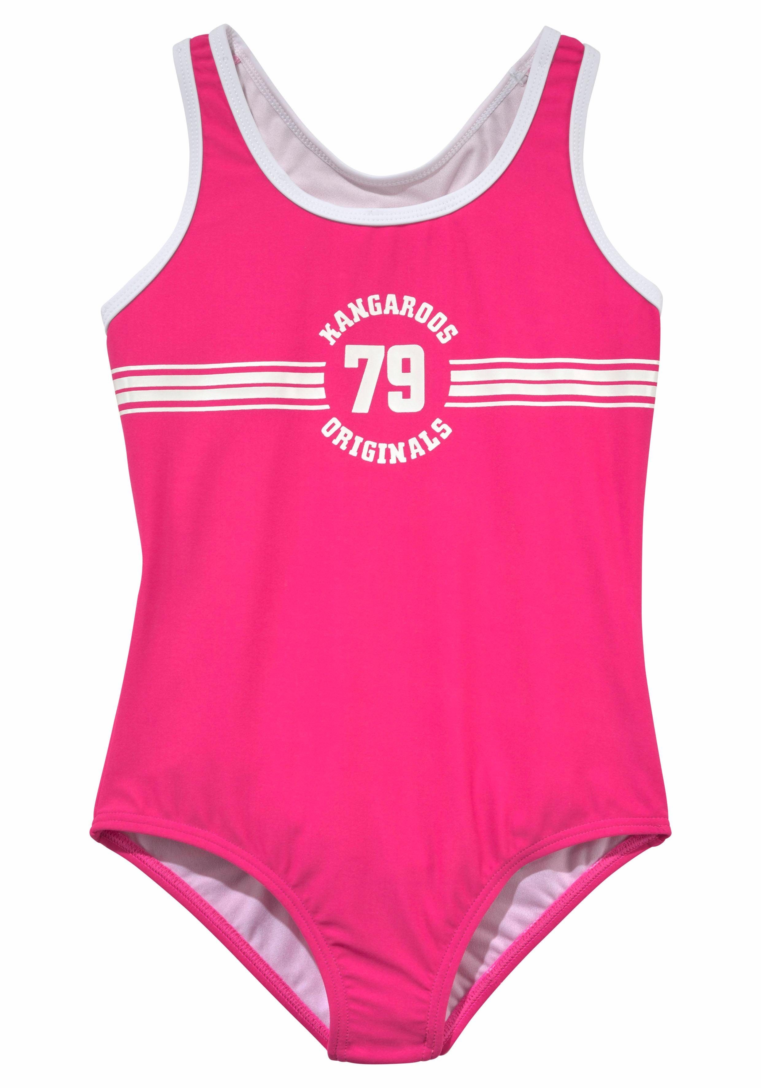KangaROOS Badpak Sporty met sportieve frontprint meisjes badpakken maat 170/176 roze