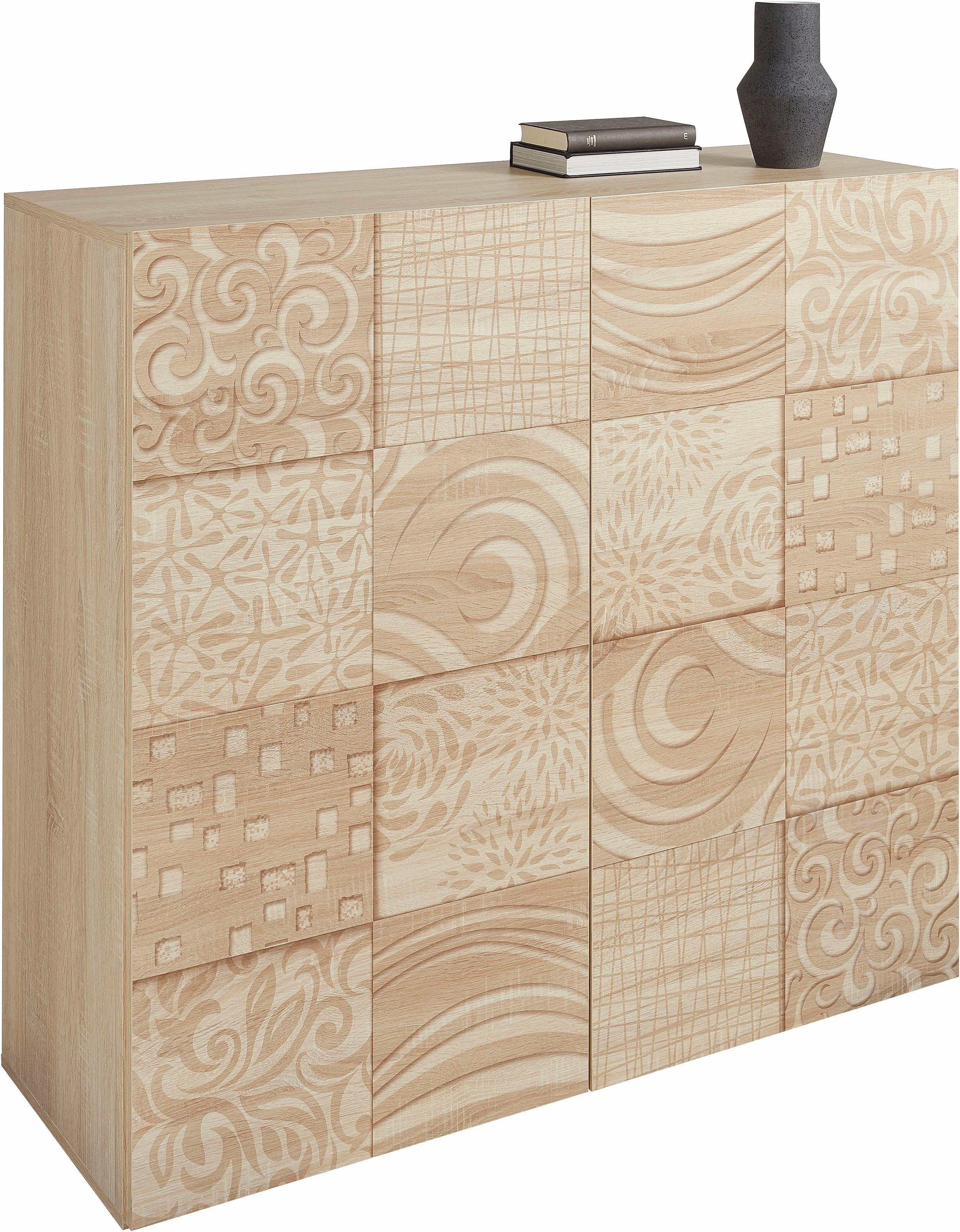 INOSIGN Highboard Miro Breedte 121 cm met decoratieve zeefdruk