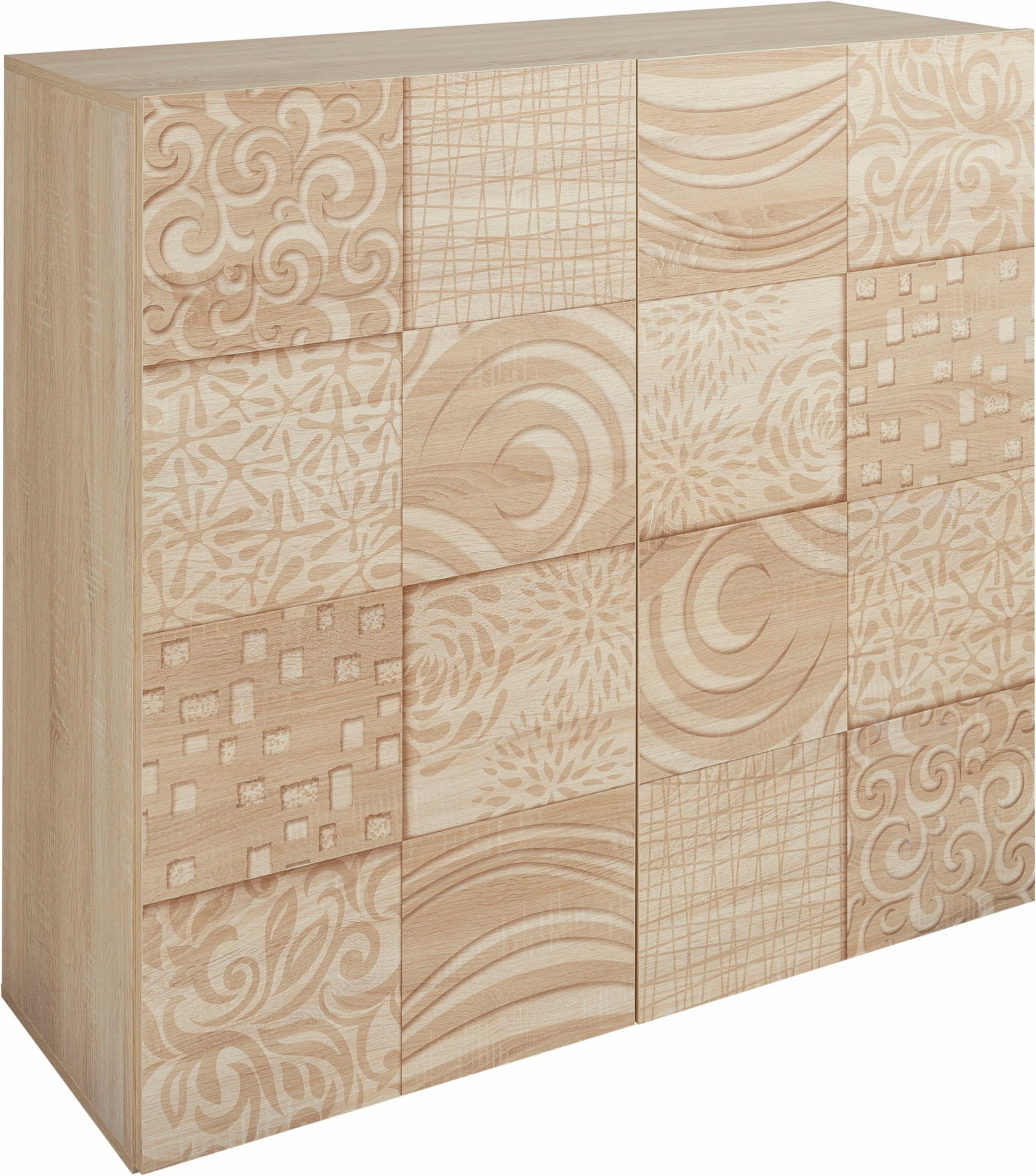 INOSIGN Highboard Miro Breedte 121 cm met decoratieve zeefdruk