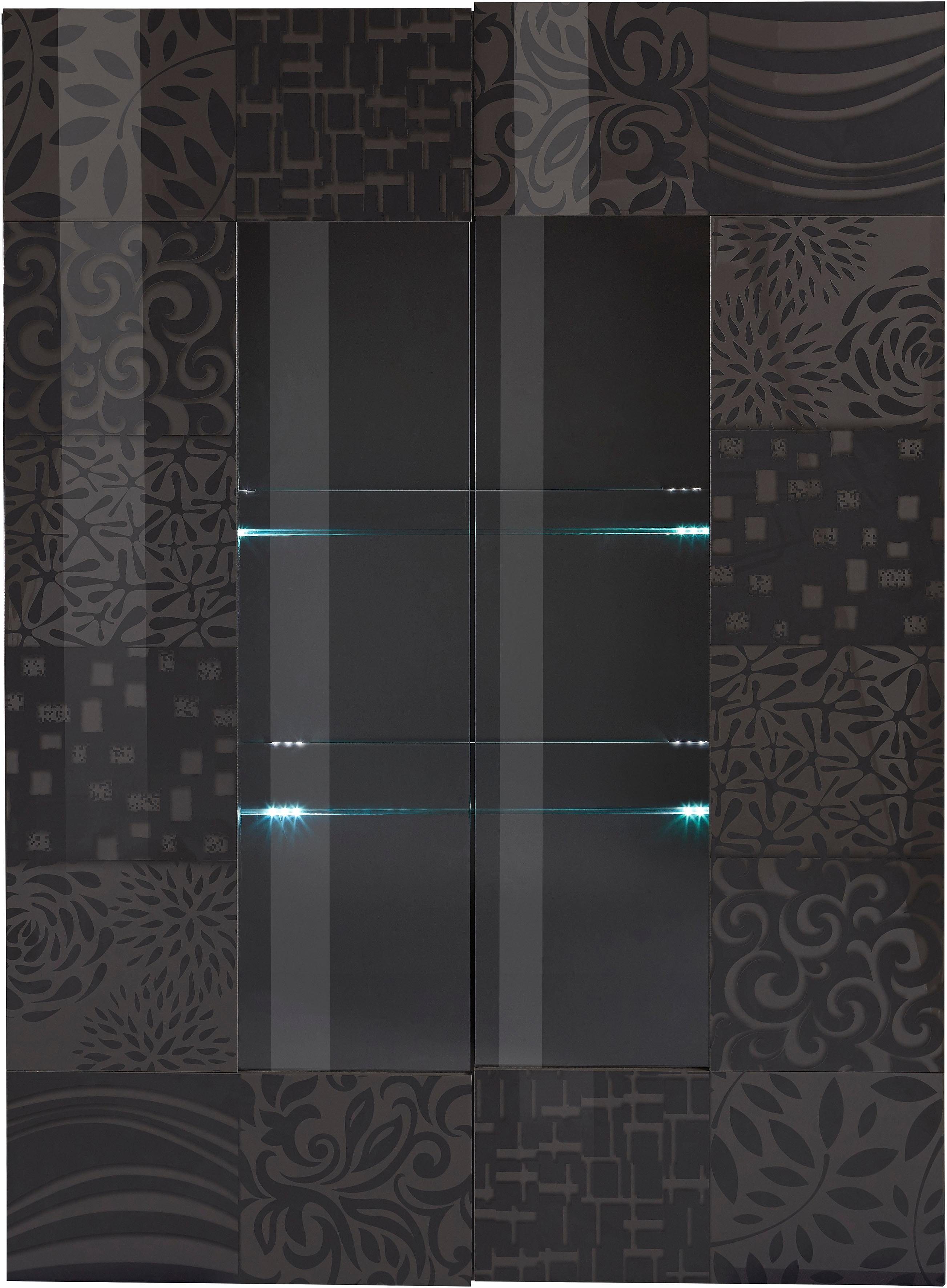 INOSIGN Vitrinekast Miro Vitrinekast, hoogte 166 cm met decoratieve zeefdruk