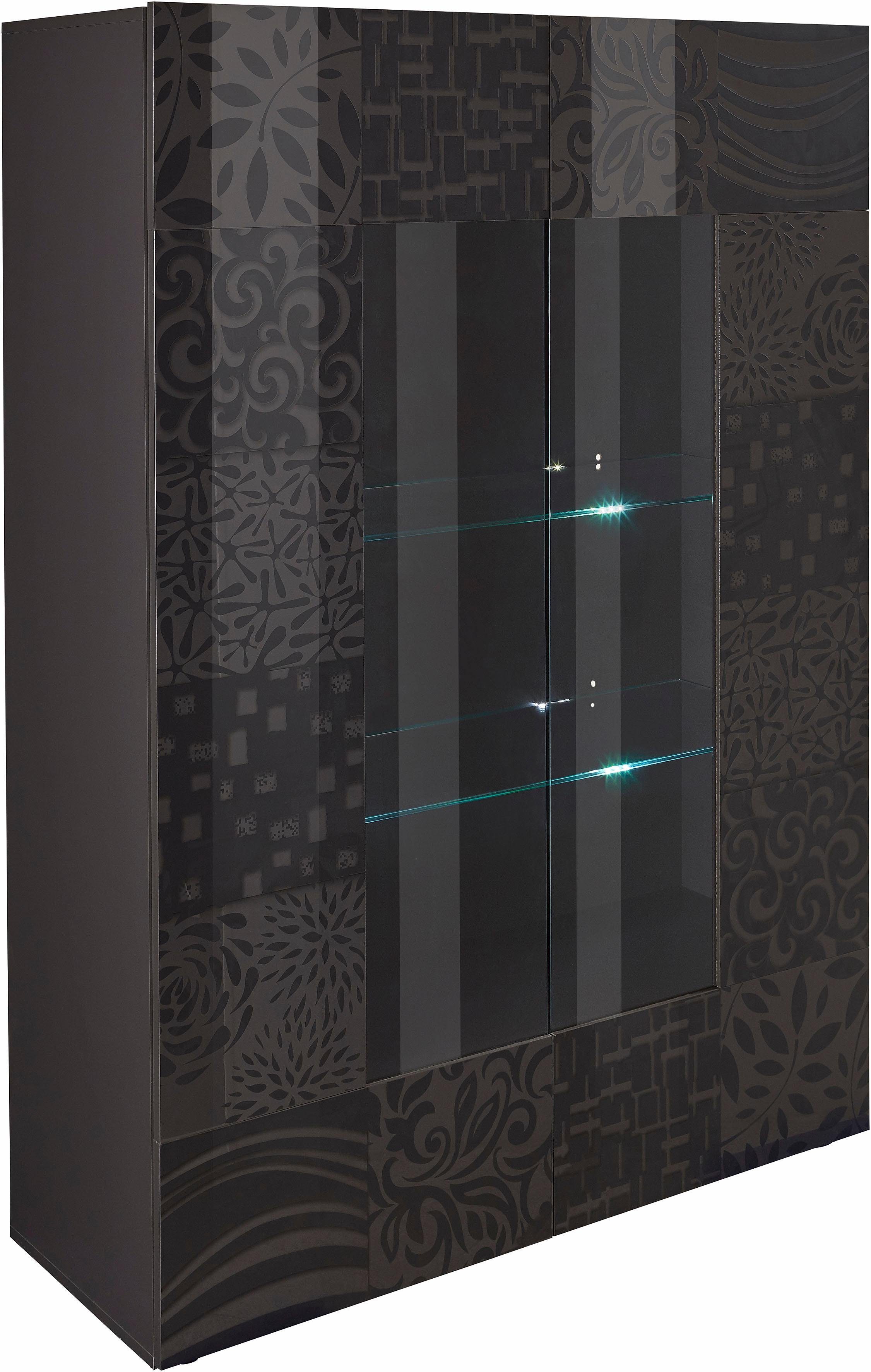 INOSIGN Vitrinekast Miro Vitrinekast, hoogte 166 cm met decoratieve zeefdruk