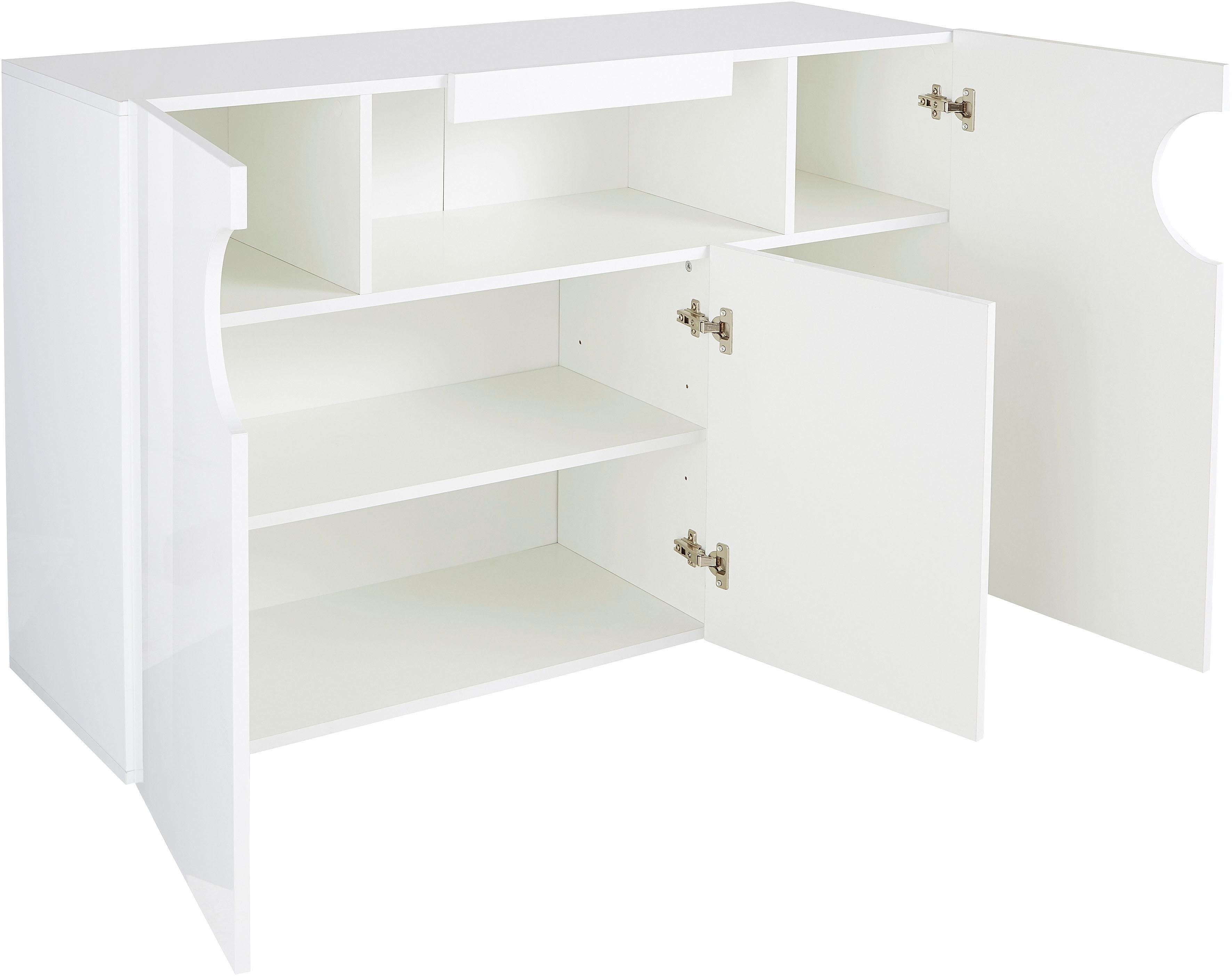 INOSIGN Dressoir Real, vitrinekast, commode, kast, breedte 130 cm volledig hoogglans gelakt