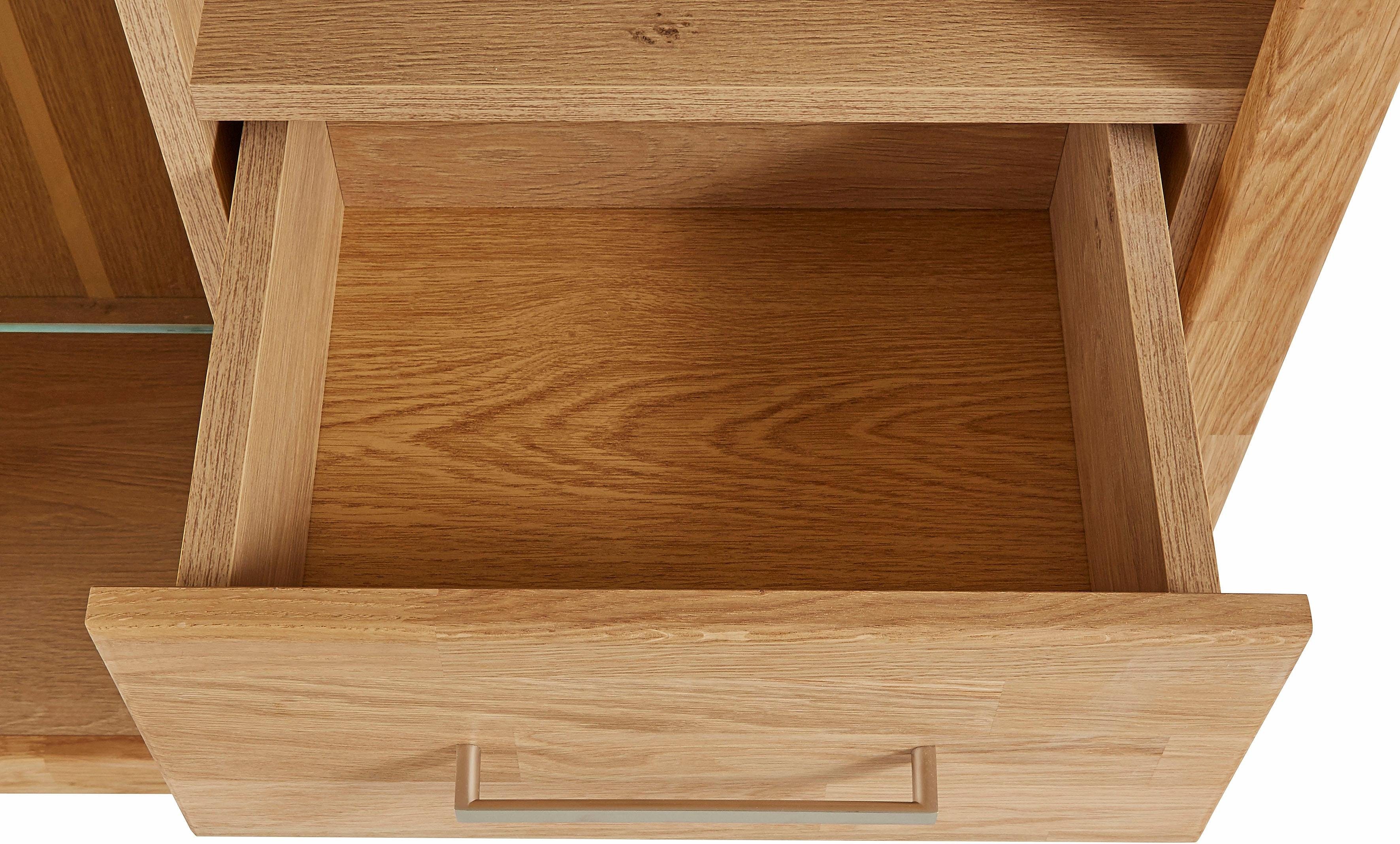 Home affaire Highboard Ribe, 130cm breed, 145cm hoog, fronten massief hout, 12 vakken