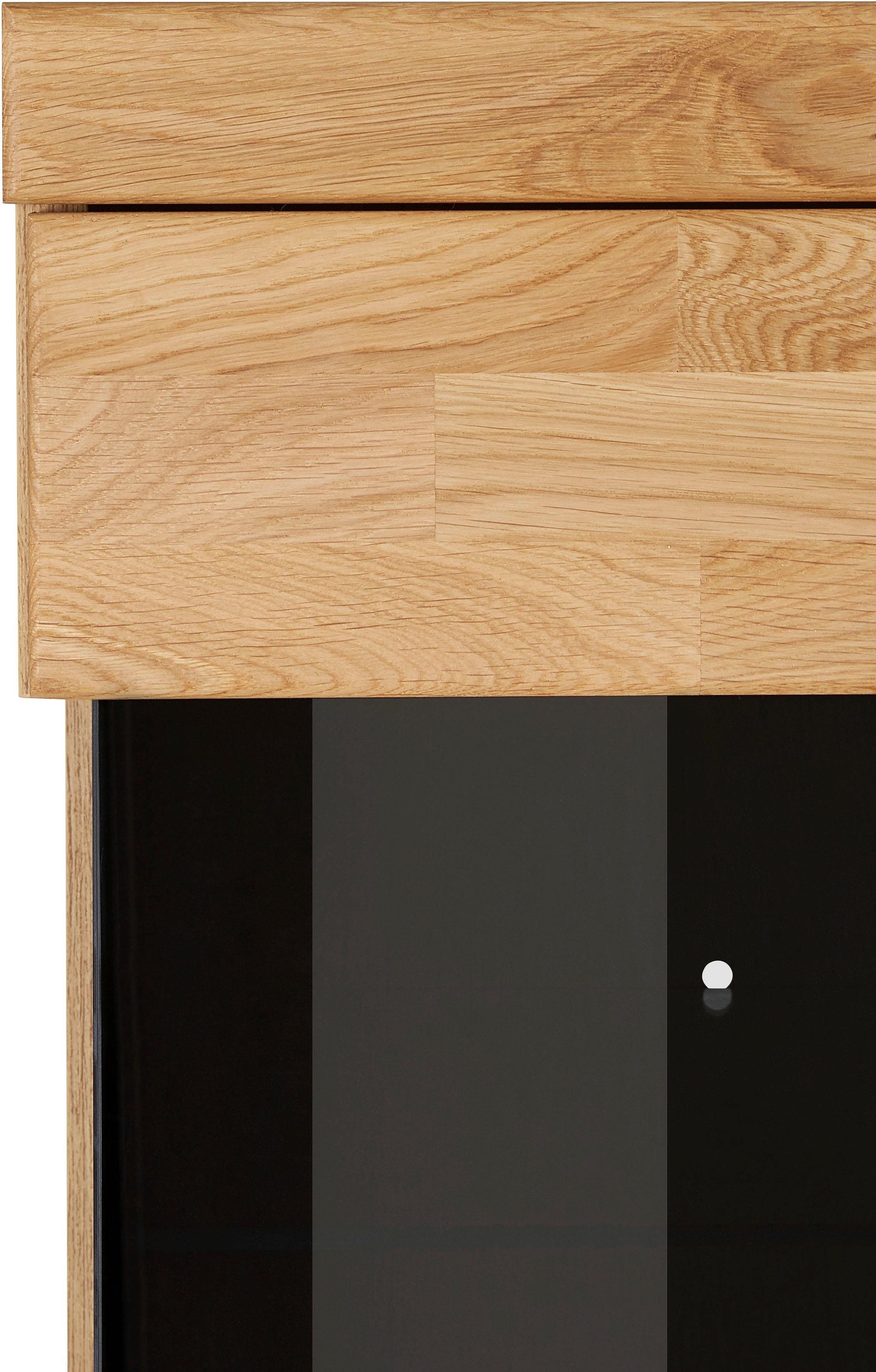 Home affaire Highboard Ribe, 125cm breed, 115cm hoog, fronten massief hout, 5 deuren, 3 lades Hout massief, houtmateriaal, metalen handgrepen, 10 vakken, planken verstelbaar