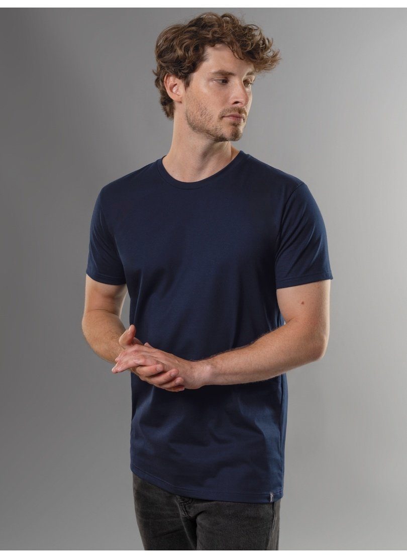 Trigema T-shirt TRIGEMA Slim-fit T-shirt van DELUXE-katoen (1-delig) heren t-shirts maat S blauw