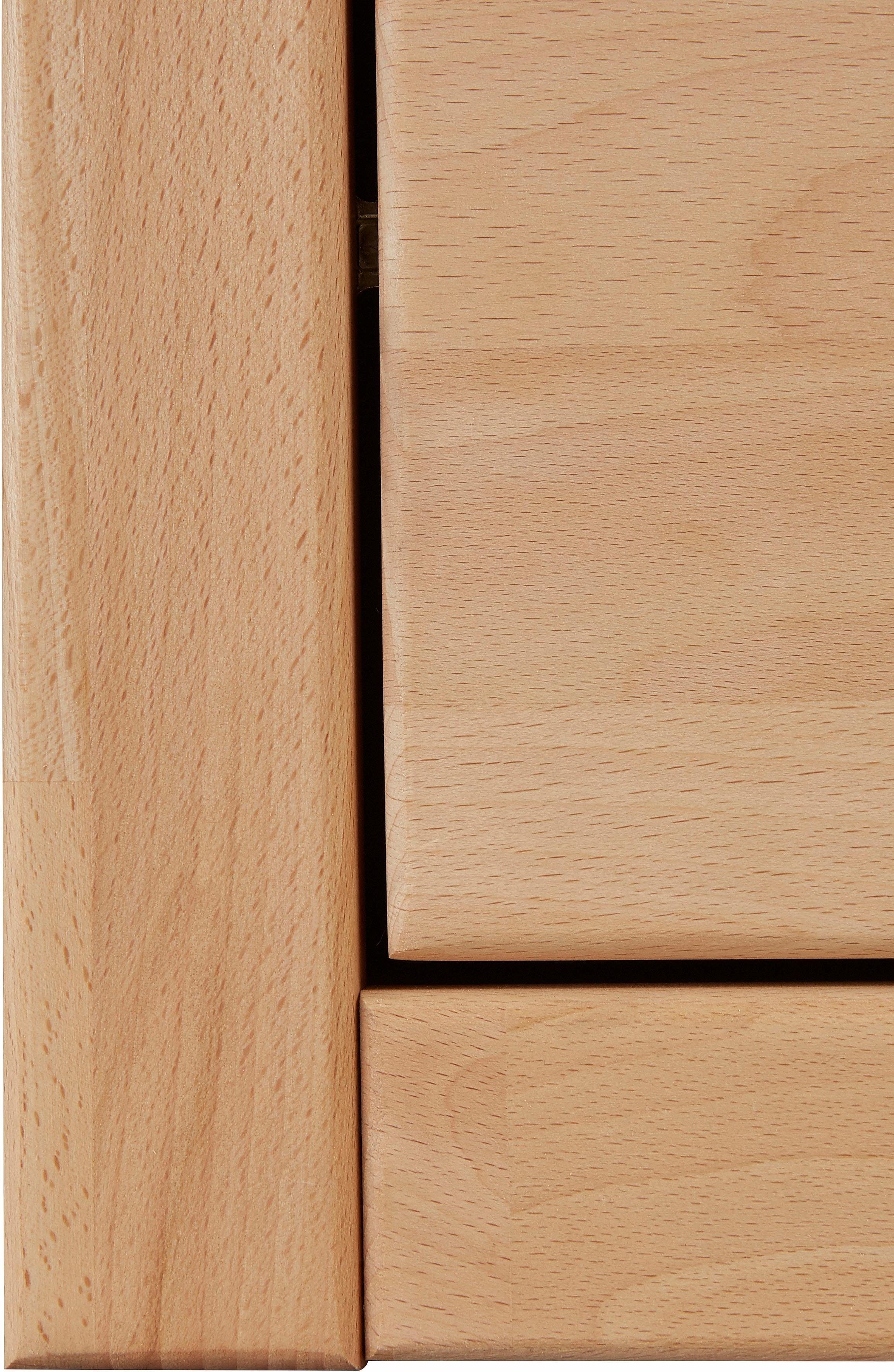 Home affaire Vitrinekast Ribe, 90cm breed, 125cm hoog, fronten massief hout, 4 brede vakken