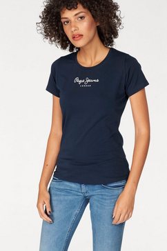 pepe jeans t-shirt new virginia met logoprint blauw