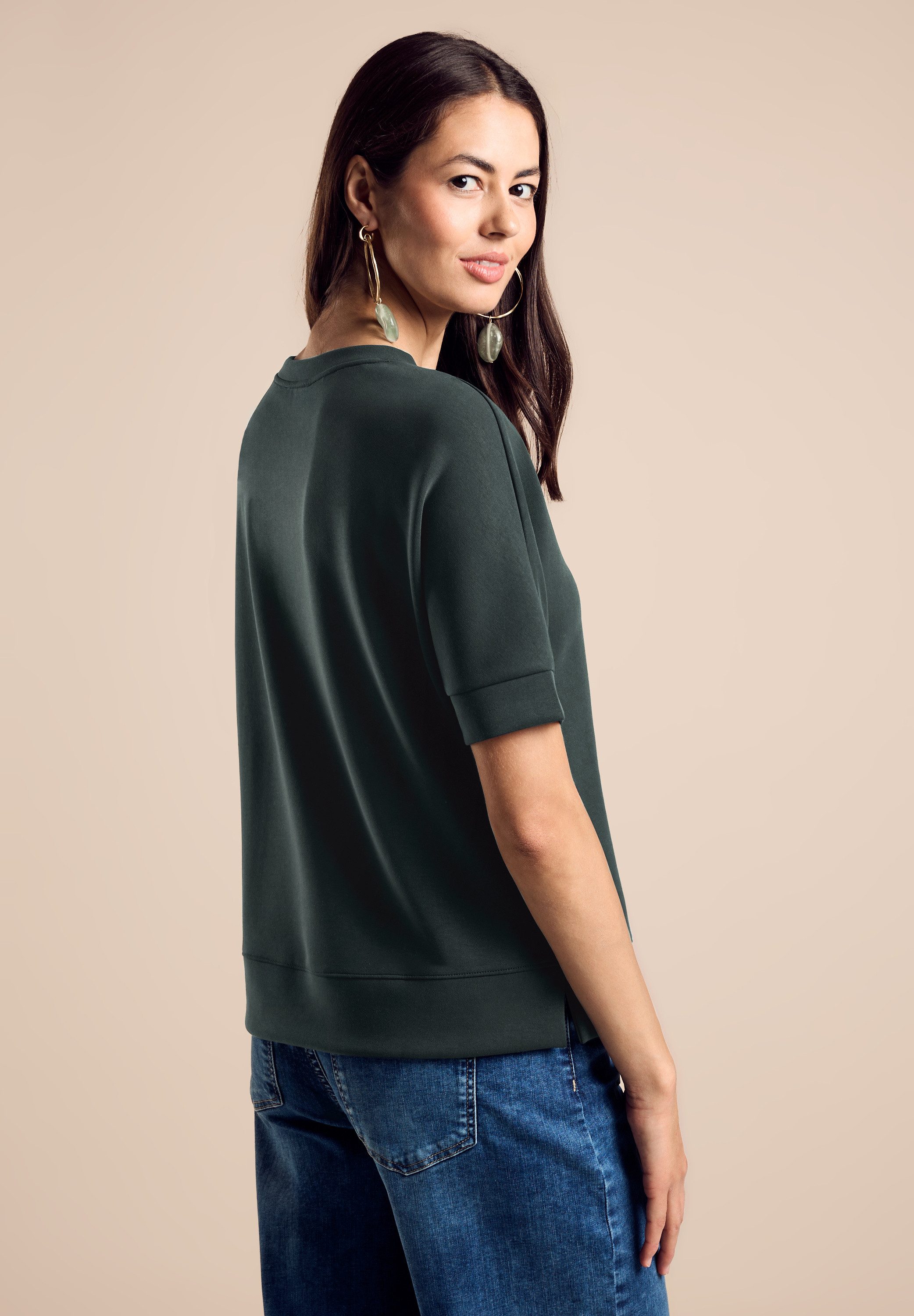 STREET ONE T-shirt LTD QR in silk-look, met zijdezachte glans
