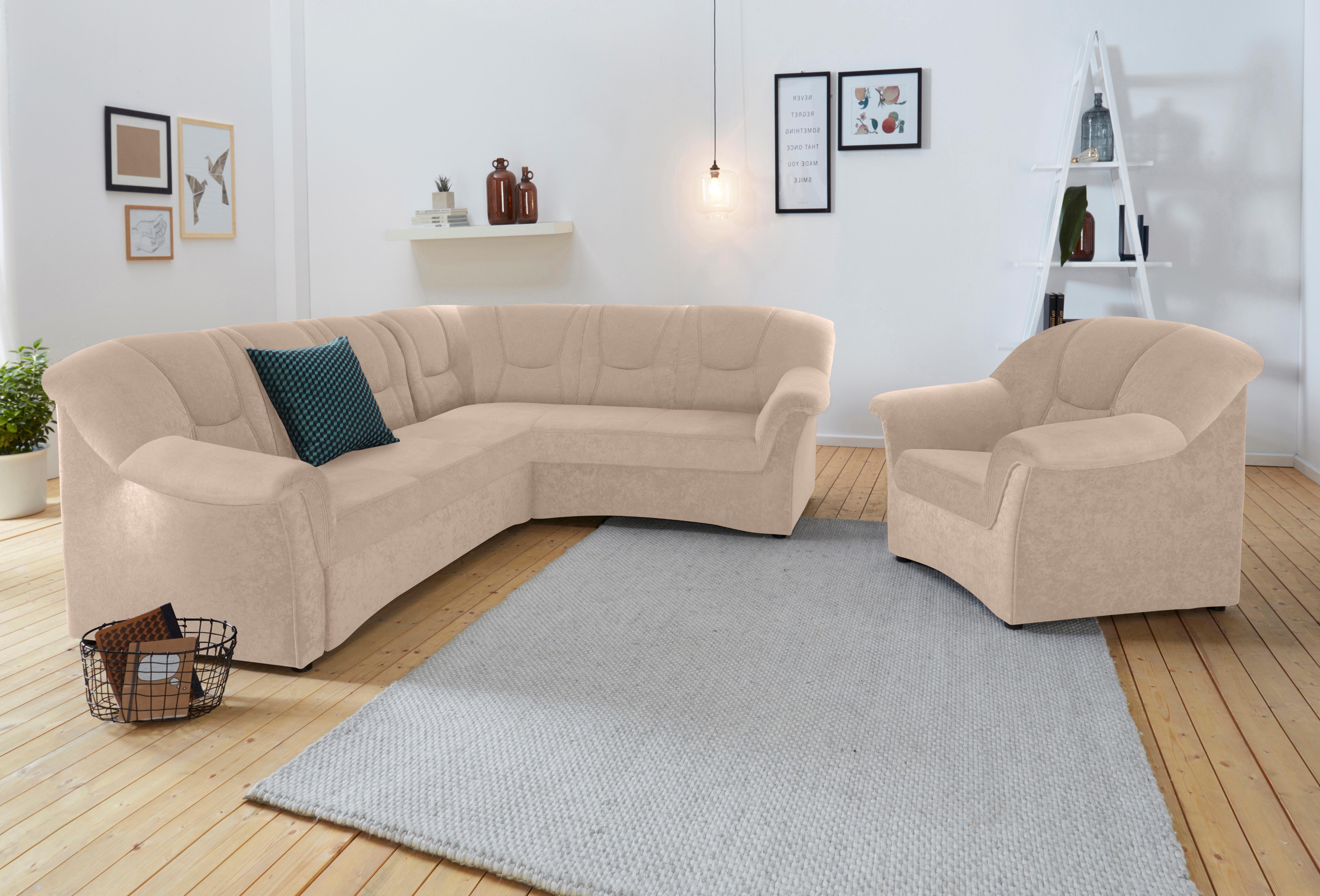 DOMO collection Hoekbank Sarafina tijdloos en comfortabel, optioneel met binnenvering, L-vorm