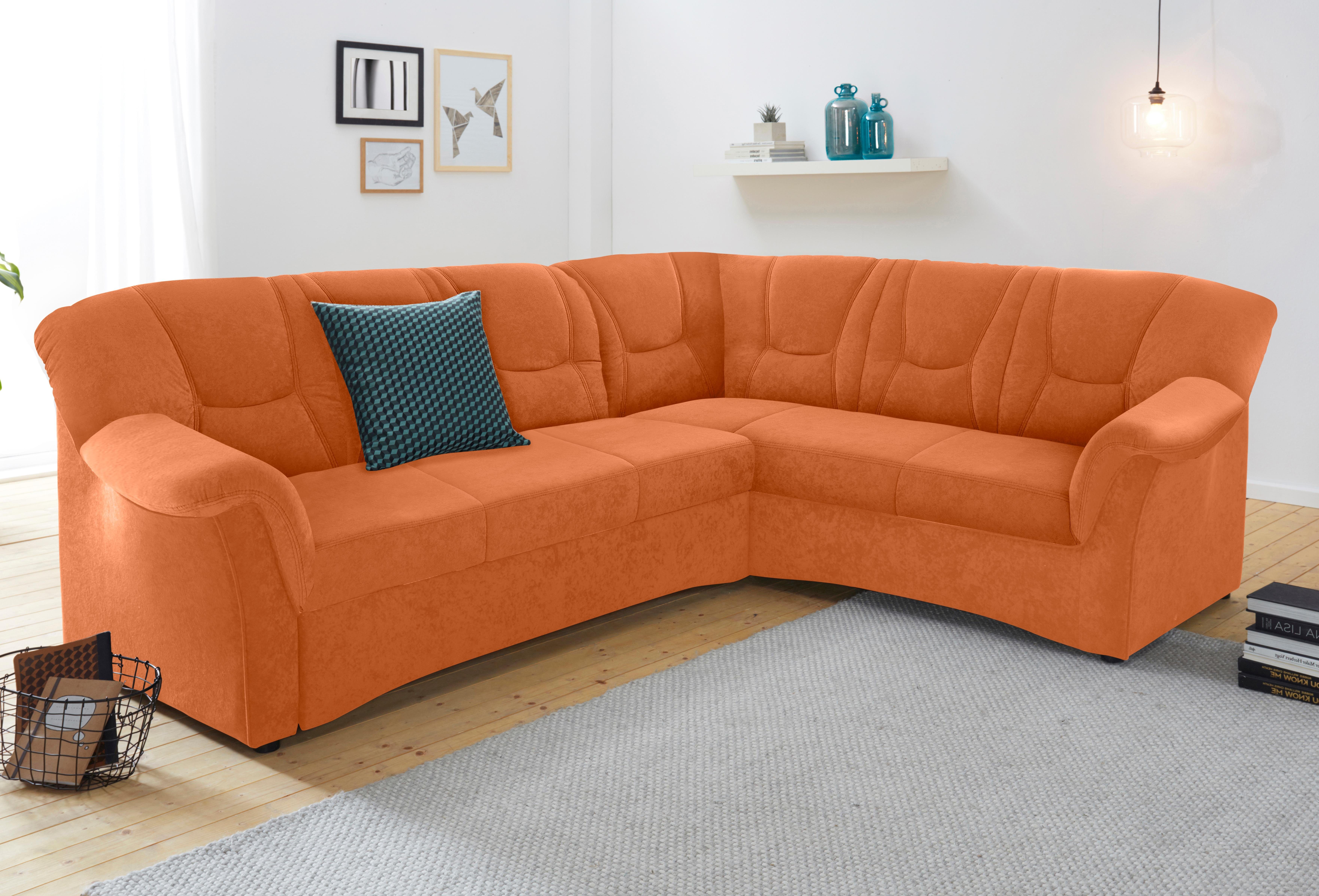 DOMO collection Hoekbank Sarafina tijdloos en comfortabel, optioneel met binnenvering, L-vorm oranje, hoekbanken, Lange zijde links, Met slaapfunctie,