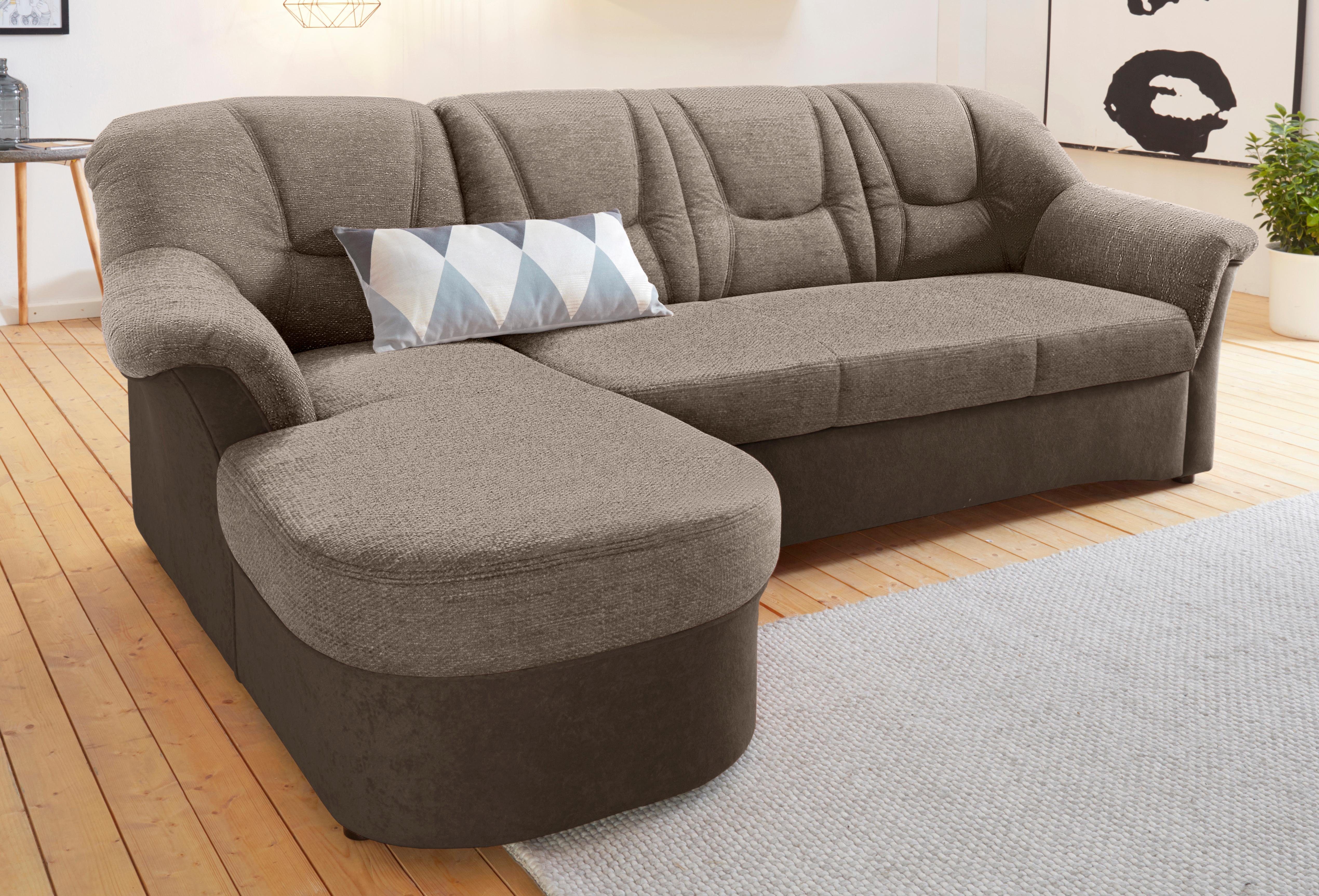 DOMO collection Hoekbank Sarafina zeitlos und komfortabel, optional mit Federkern, L-Form optioneel met slaapfunctie