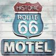 home affaire artprint op hout route 66 motel 40-40 cm blauw