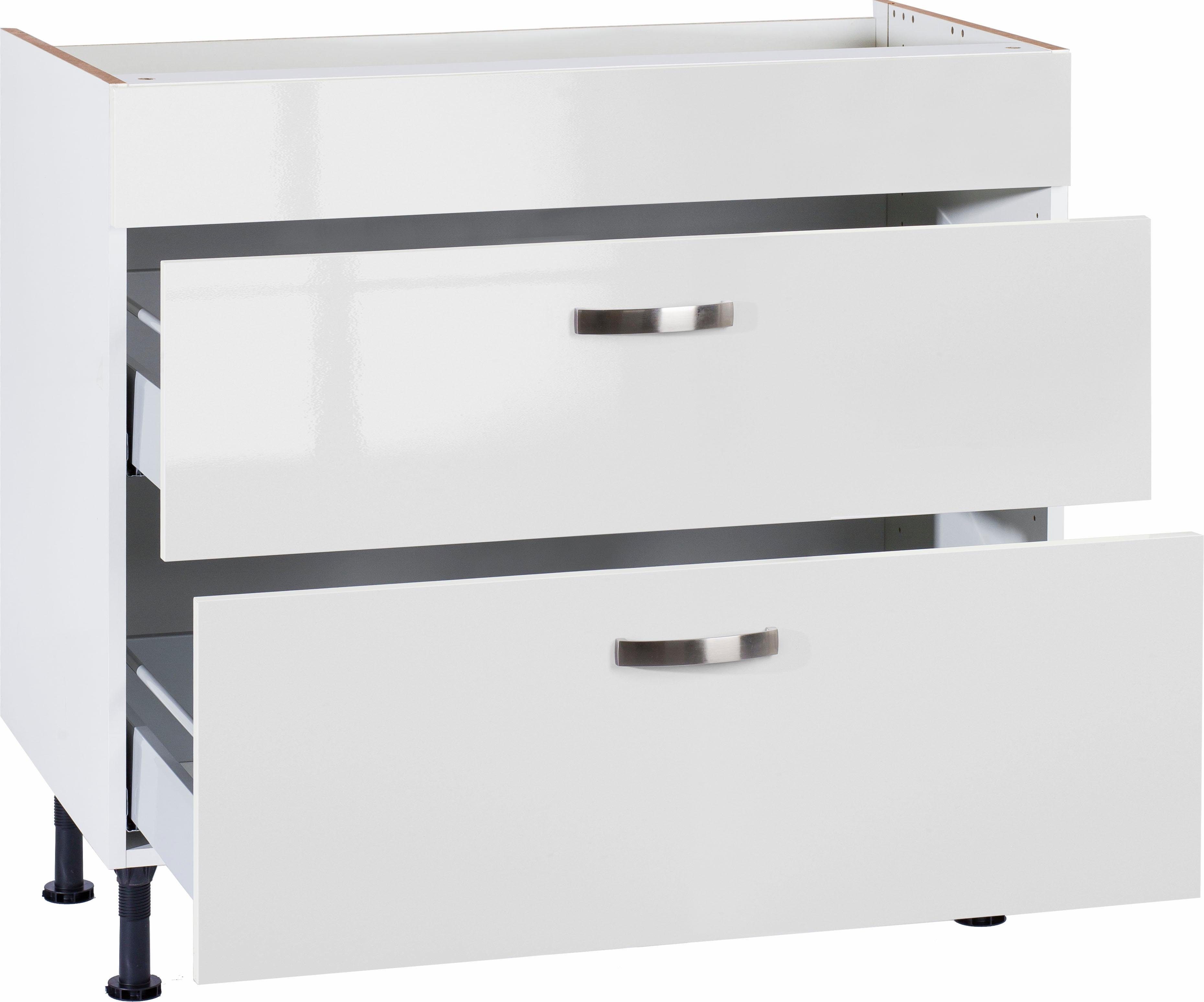 Kochstation Ombouwkast voor fornuis KS-Cara Breedte 90 cm, met volledig uittrekbare laden en soft-closefunctie