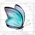 home affaire artprint op hout vlinder 40-40 cm blauw