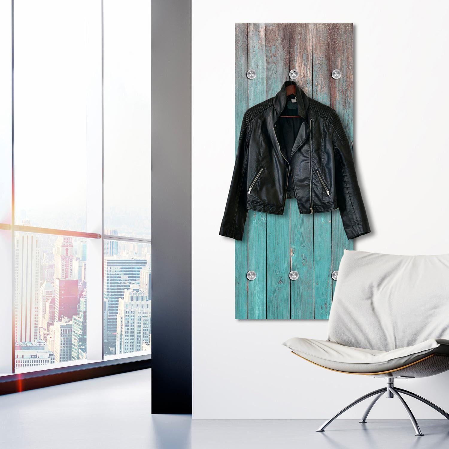 queence Kapstok Houten borden met 6 haken, 50 x 120 cm