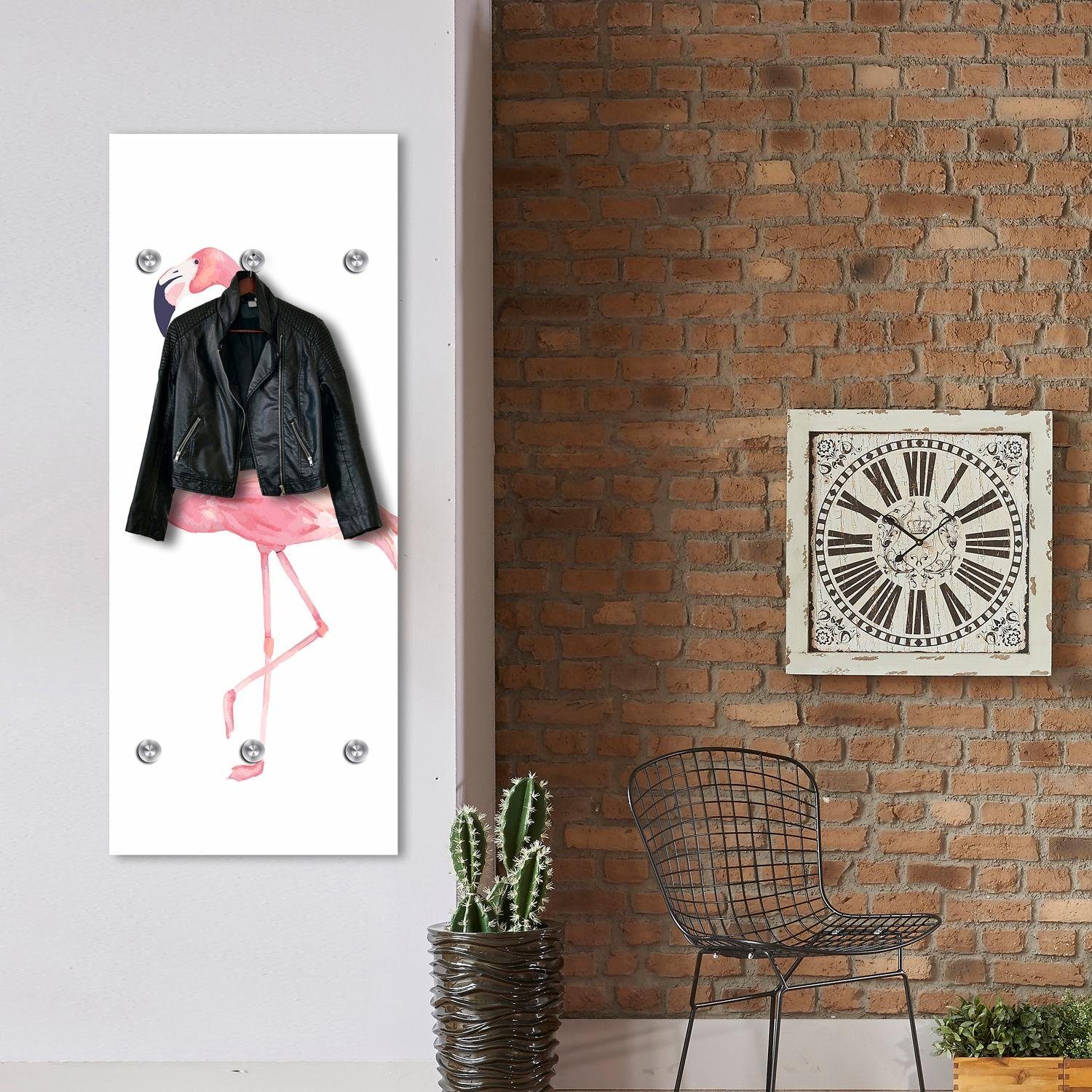 queence Kapstok Flamingo met 6 haken, 50 x 120 cm