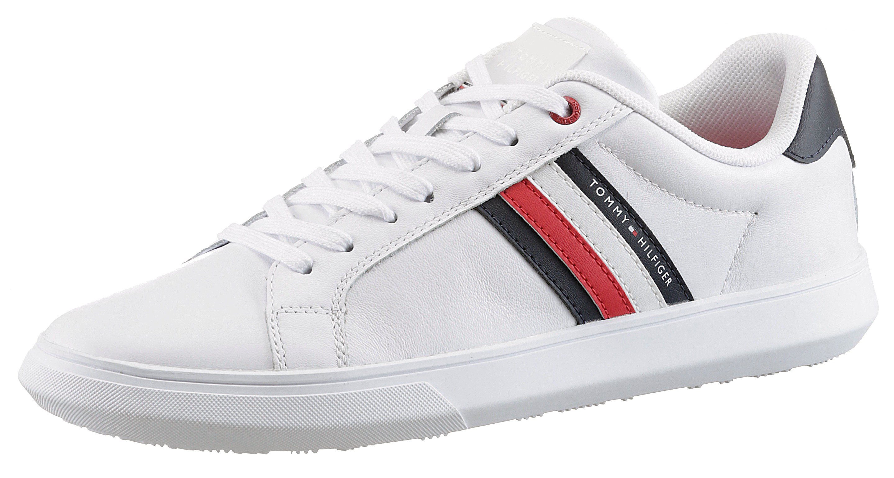 Tommy Hilfiger Sneakers ESSENTIAL LEATHER CUPSOLE met typische strepen, vrijetijdsschoen, lage...