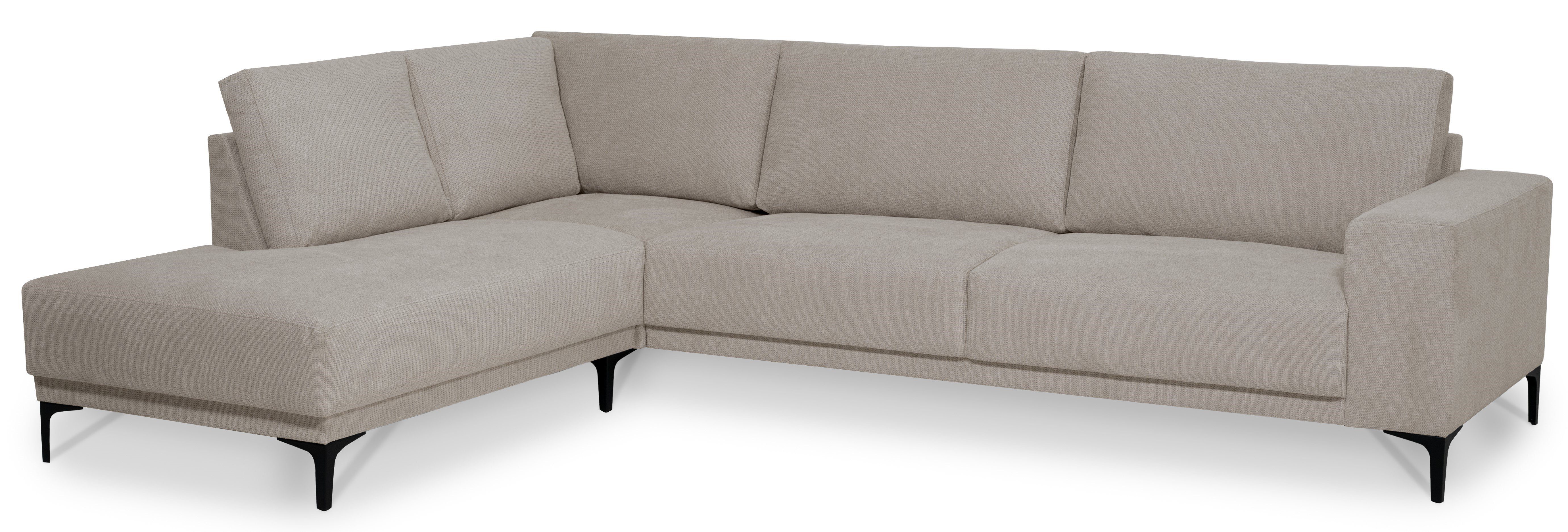 Places of Style Hoekbank Xander, L-model, Breedte 289 cm, geweven stof, soft-touch chenille, zwarte metalen voeten