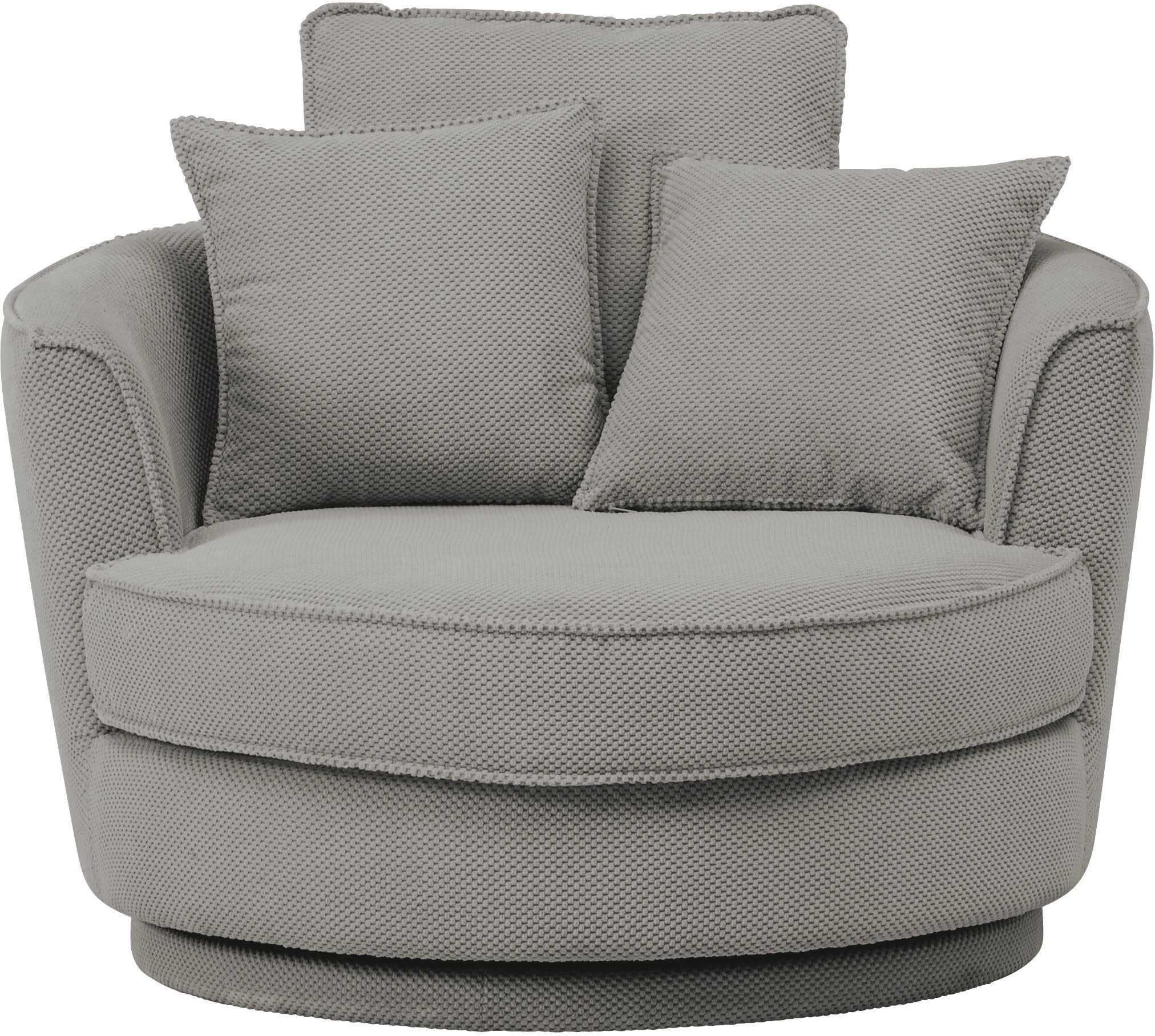 Leonique Draaibare fauteuil MAISIE, Love Seat XXL, leesfauteuil BIG- Zetel in MEGA CORD en geweven velours, 360 graden draaibaar