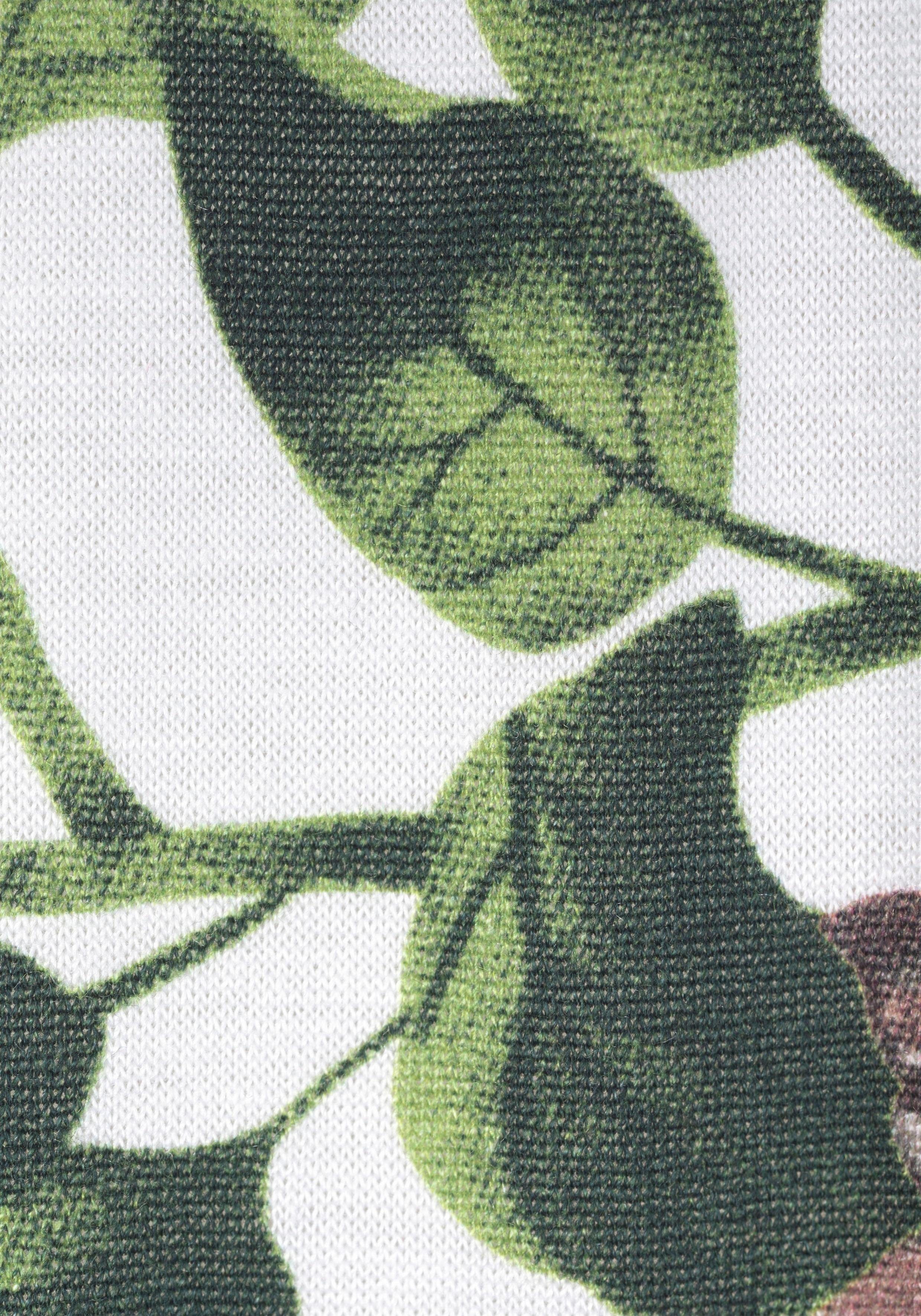 Lascana Strandshirt met bloemenprint en carmen halslijn, blouseshirt, trompetmouwen