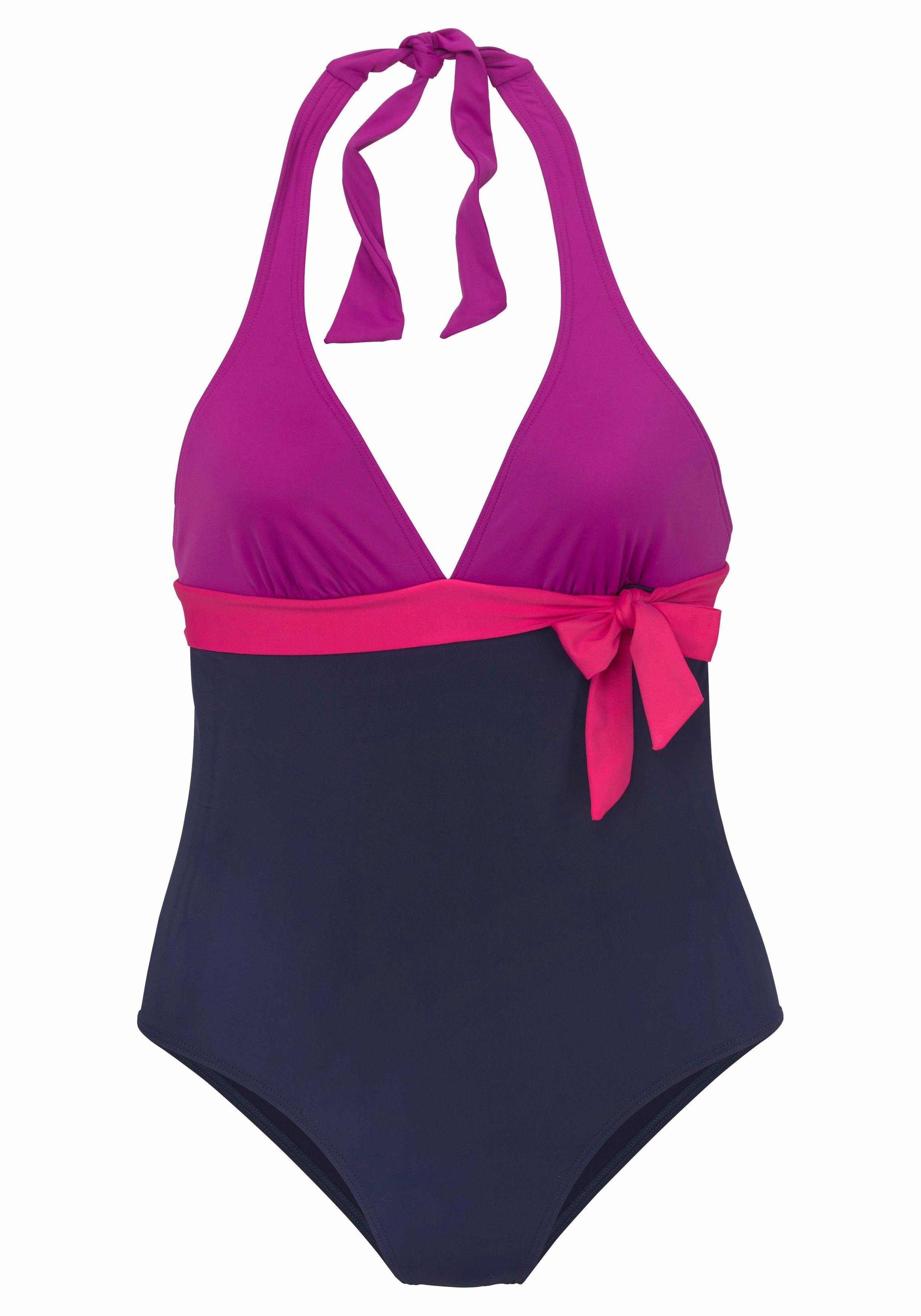 s.Oliver RED LABEL Beachwear Badpak in colourblocking-look met een modellerend effect