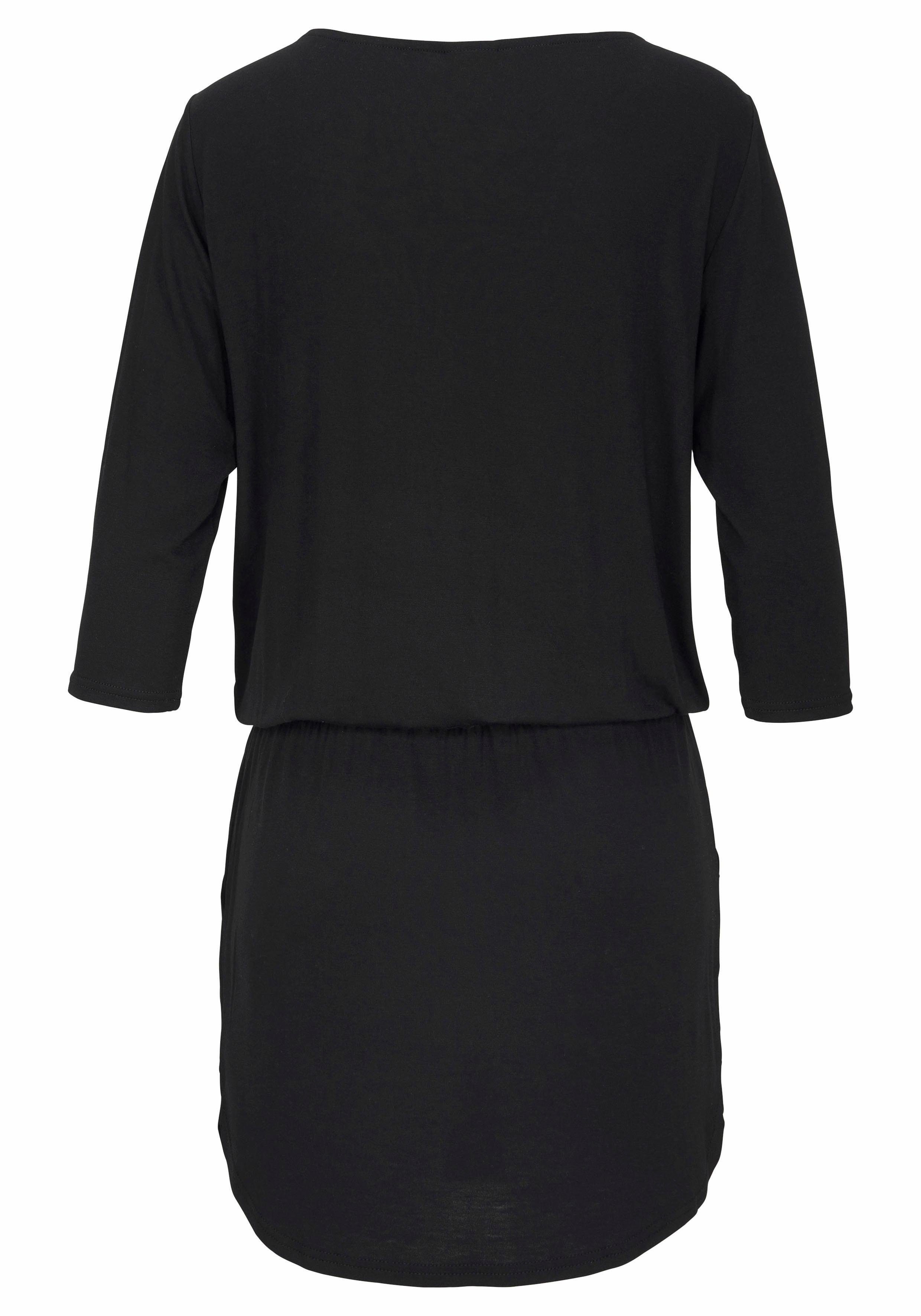 Lascana Jerseyjurk met goudkleurige rits en zakken, sportief-casual