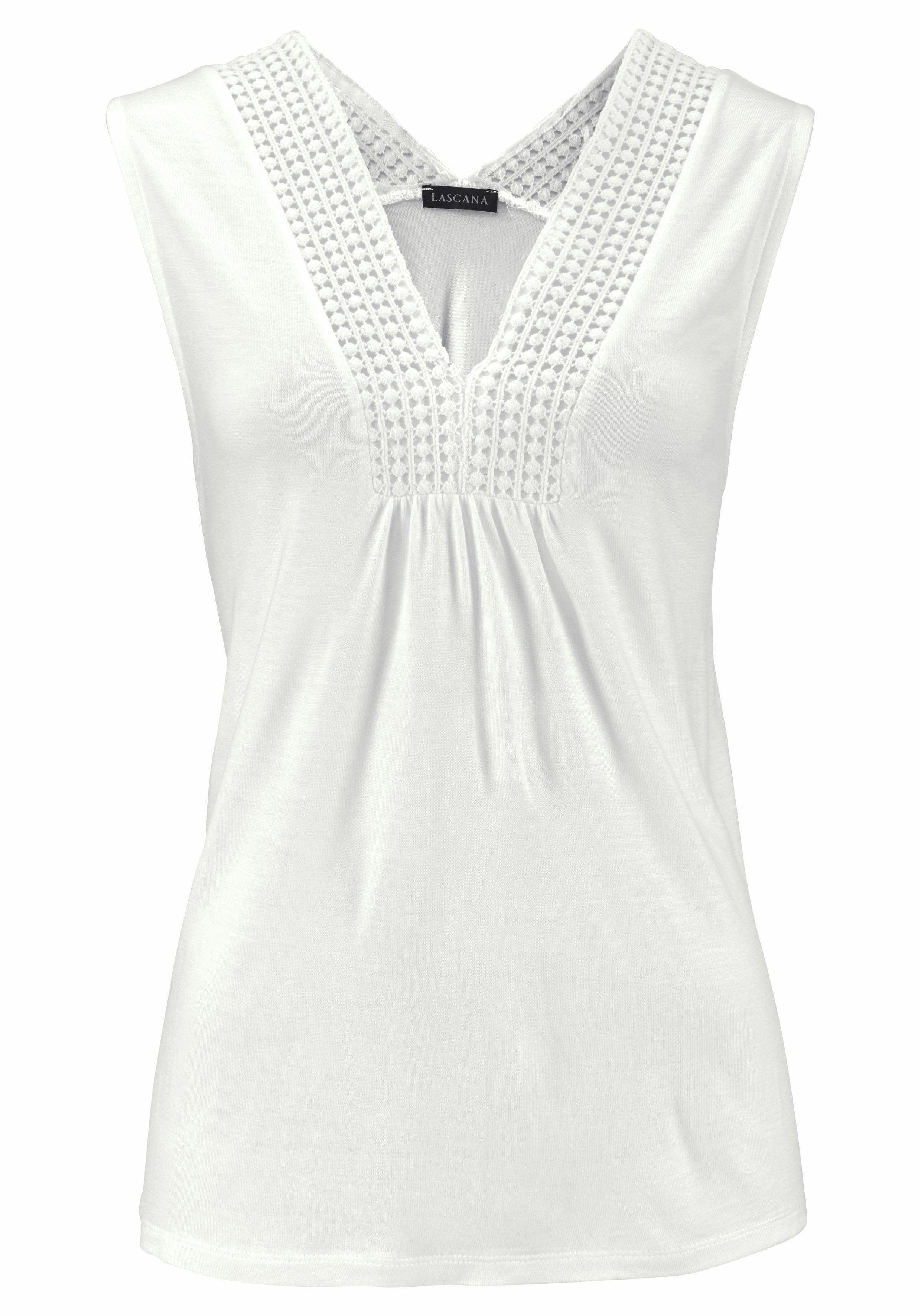 Lascana Strandtop met kantrand aan de halslijn, modieuze dames-top