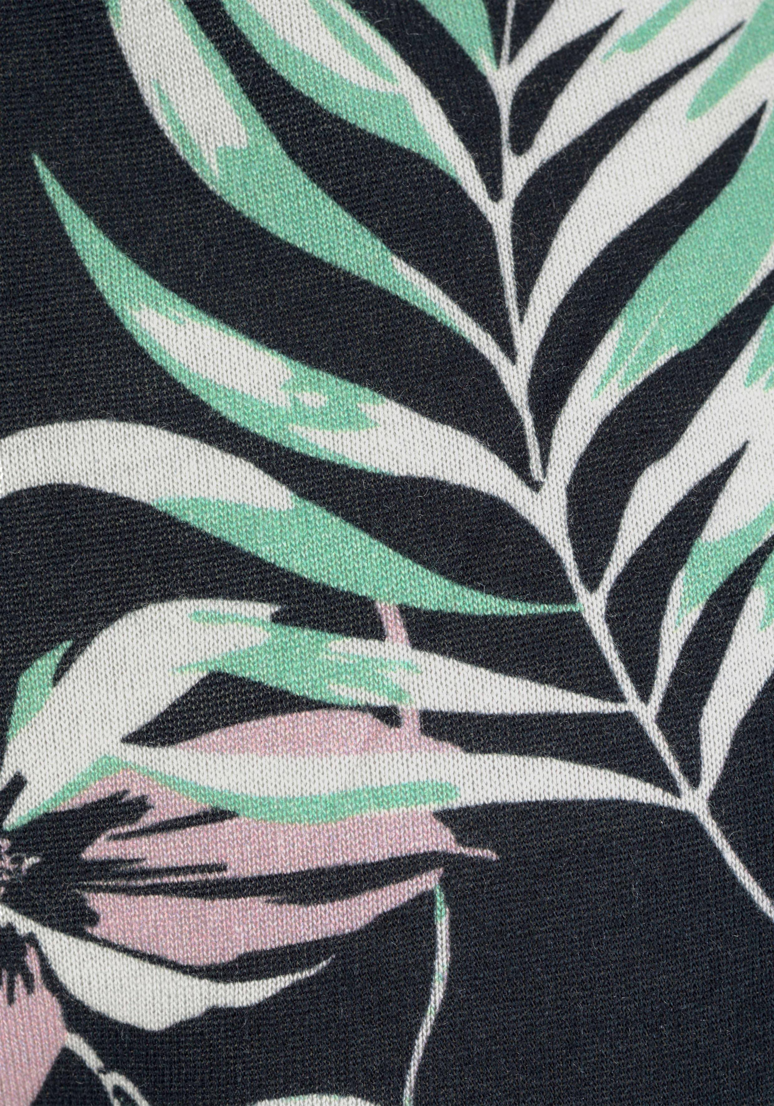 Lascana Strandbroek met tropische print en zakken, jersey broek, zomerbroek