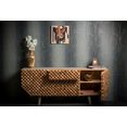 couch ♥ dressoir crookston met prachtig freeswerk in kleine schaakbordmotief-look, breedte 177 cm, couch favorieten beige