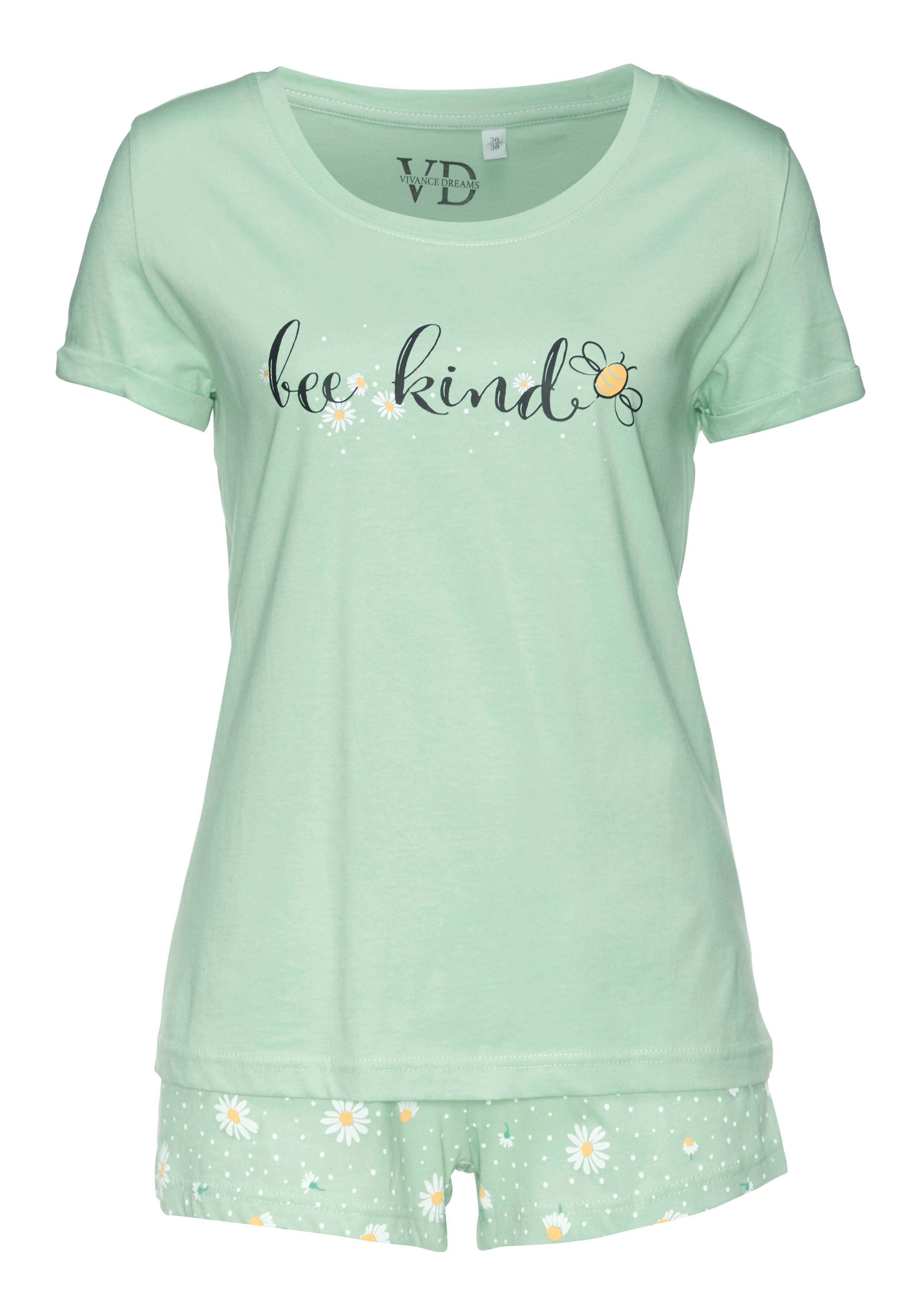 Vivance Dreams Shortama met madeliefje-print (2-delig, 1 stuk)