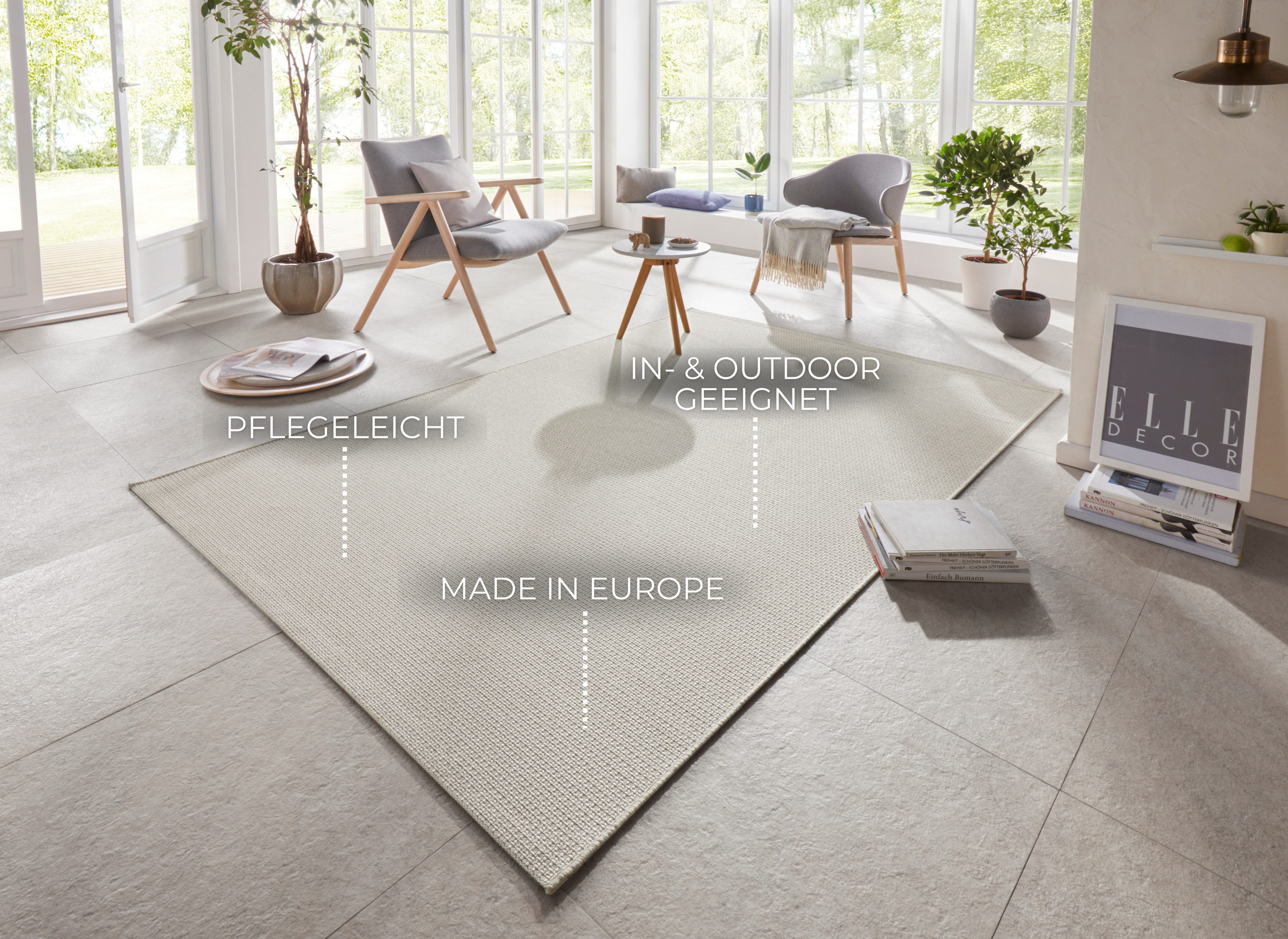 ELLE DECORATION Vloerkleed Millau Platweefsel, in- & outdoor, modern, terras, balkon, woonkamer