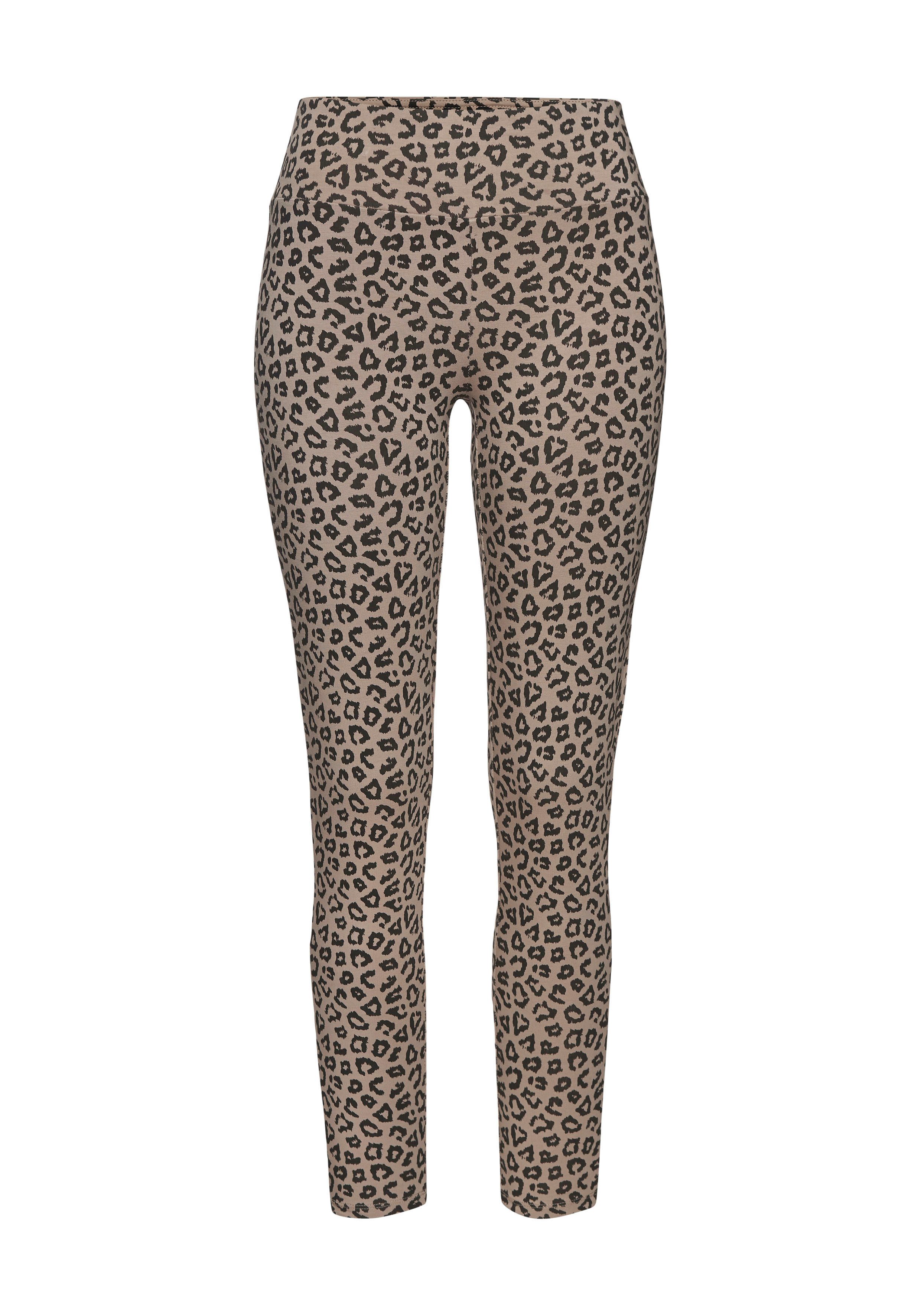Lascana Legging Sweatleggings met brede band in leeuwprint, loungewear