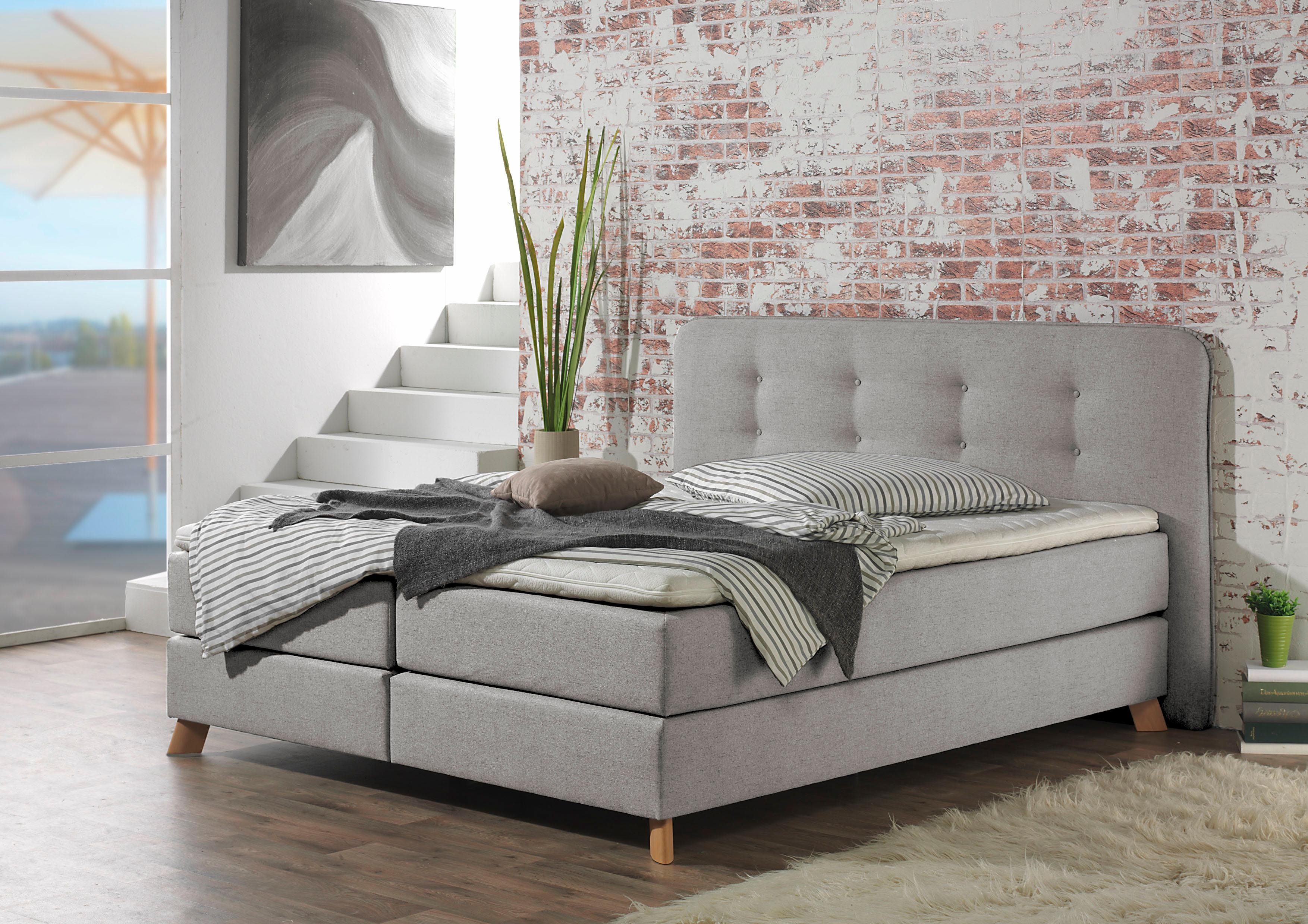 Home affaire Boxspring Cecina in 5 breedten, 3 uitvoeringen, 2 hardheden, capitonnage, topmatras