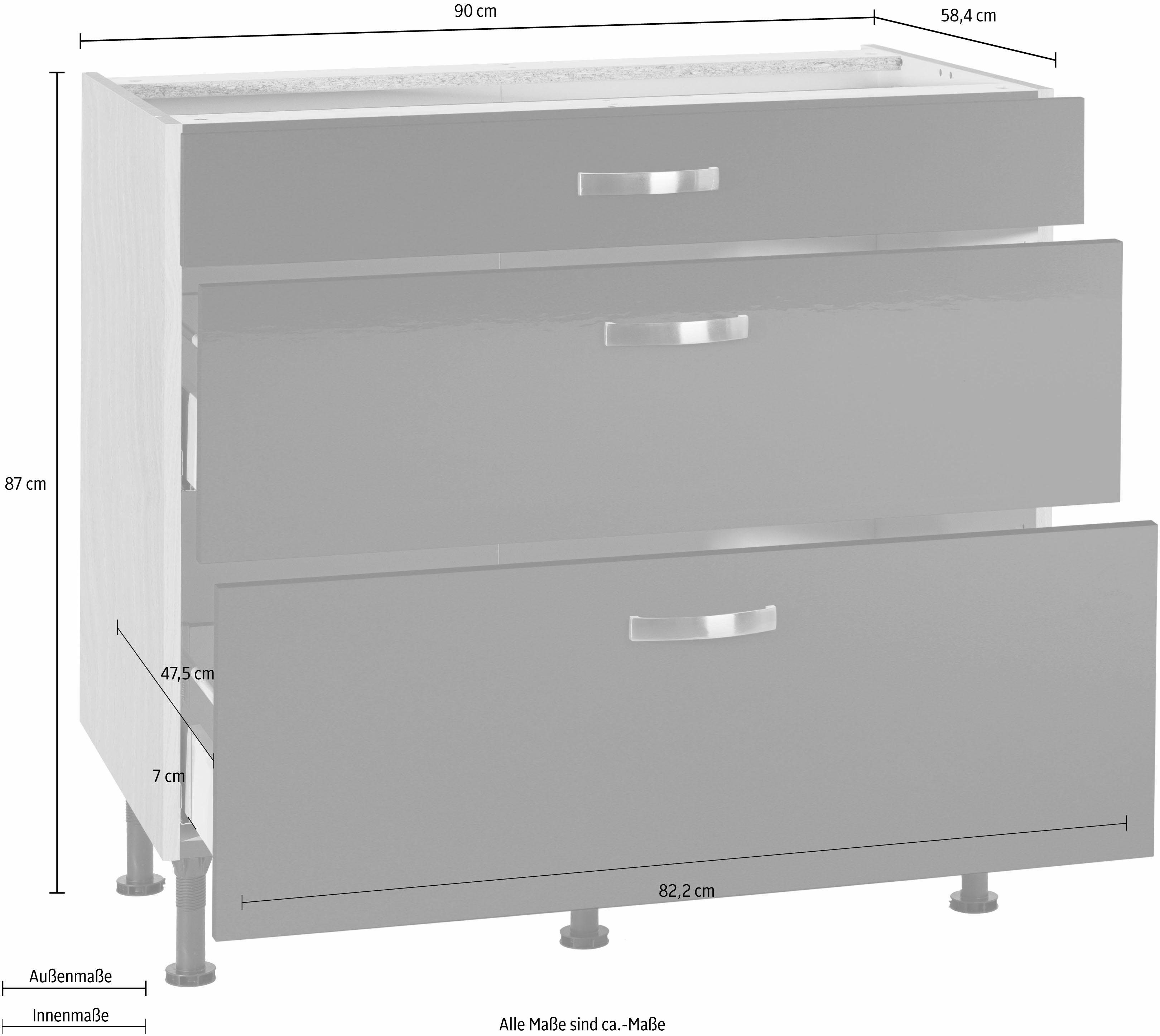 OPTIFIT Onderkast Cara Breedte 90 cm, met volledig uittrekbare laden en soft-closefunctie