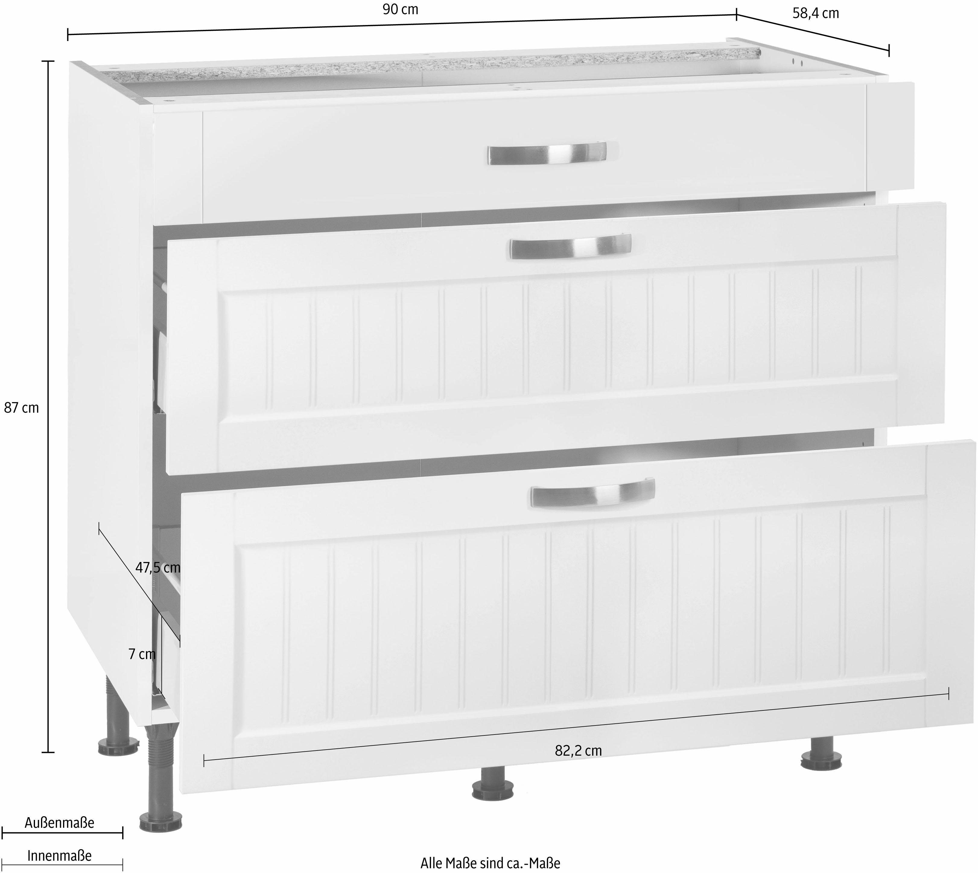 OPTIFIT Onderkast Cara Breedte 90 cm, met volledig uittrekbare laden en soft-closefunctie