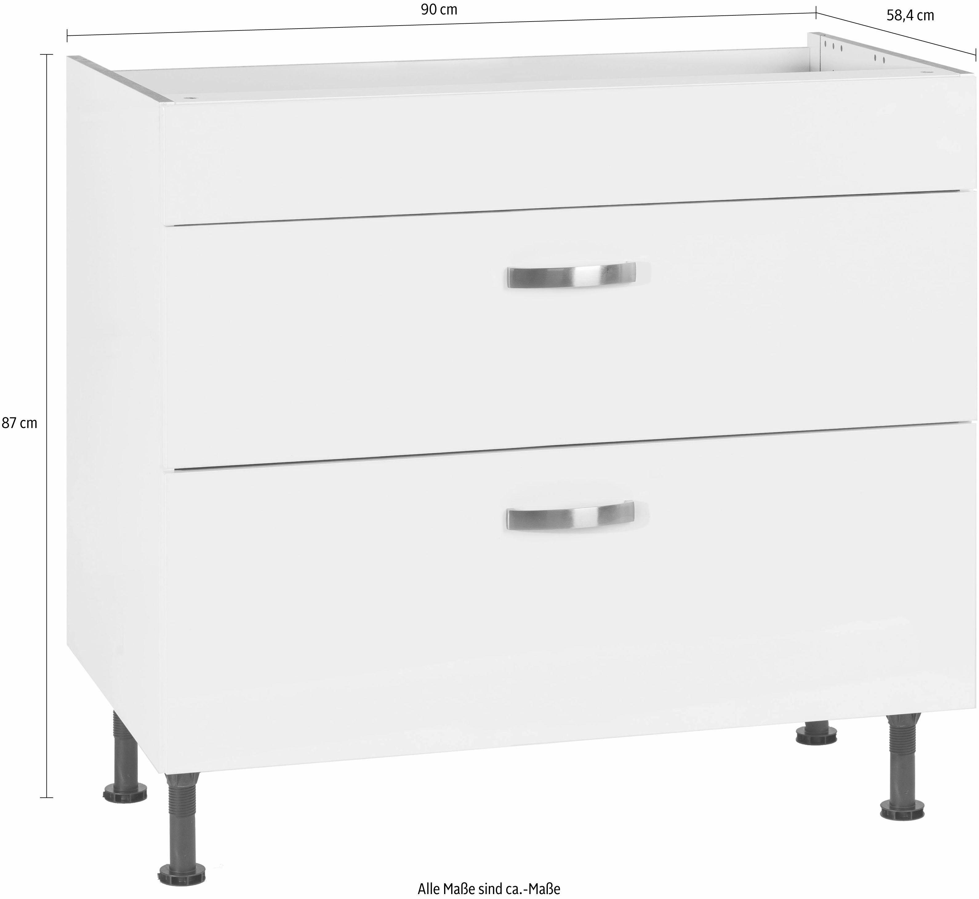 OPTIFIT Ombouwkast voor fornuis Cara Breedte 90 cm, met volledig uittrekbare laden en soft-closefunctie