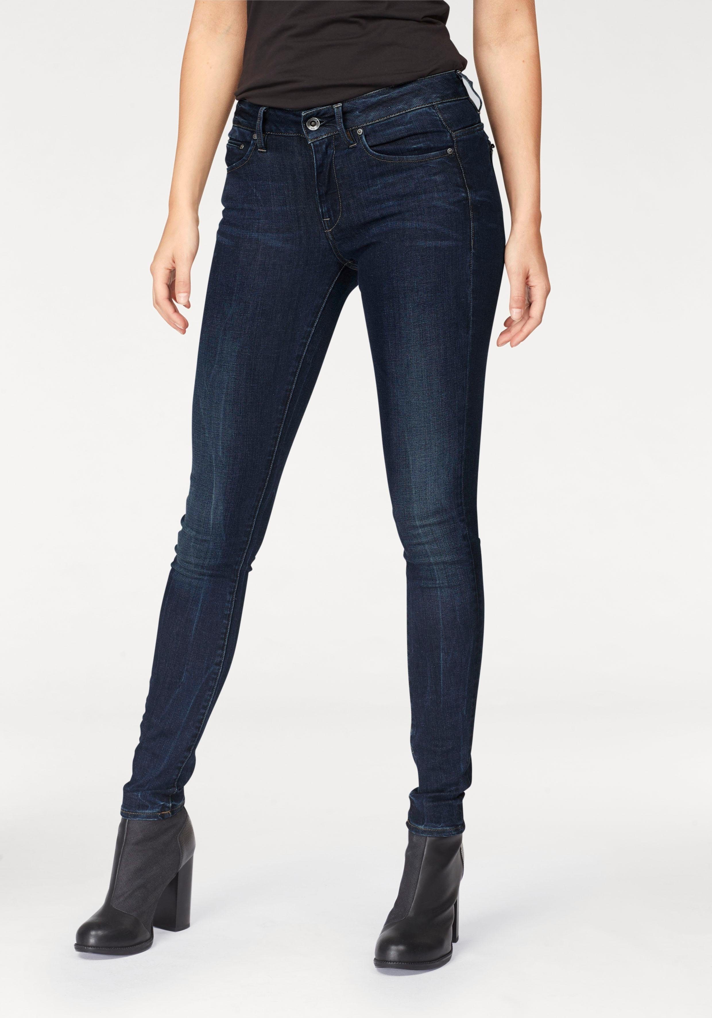 g-star raw skinny fit jeans midge zip skinny met ritszakken achter blauw