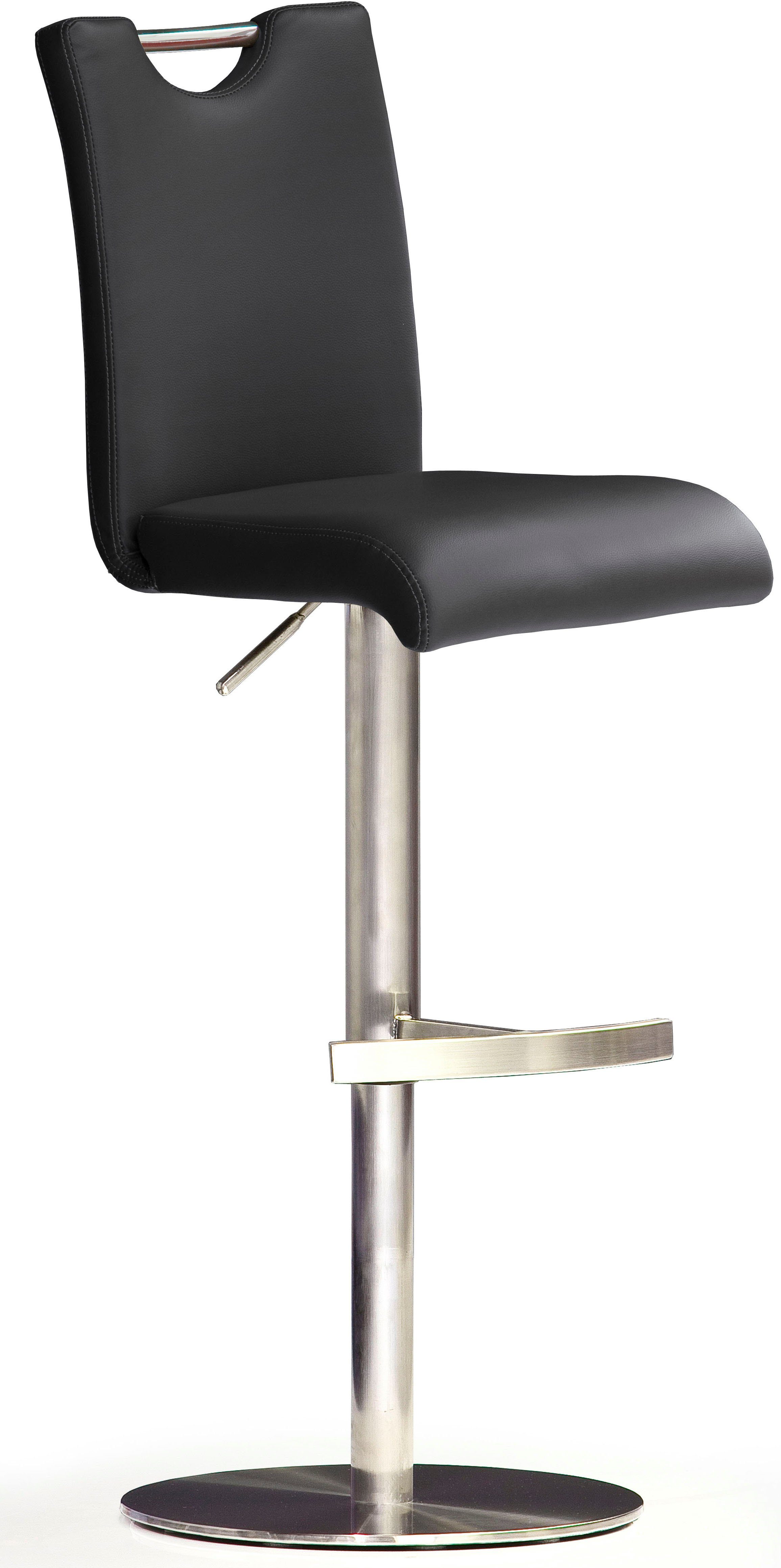 MCA furniture Bistrostoel BARBECOOL, TOPSELLER! met rugleuning, vierkante bodemplaat, 180° draaibaar, zithoogte van 55-80 cm barkrukken zwart